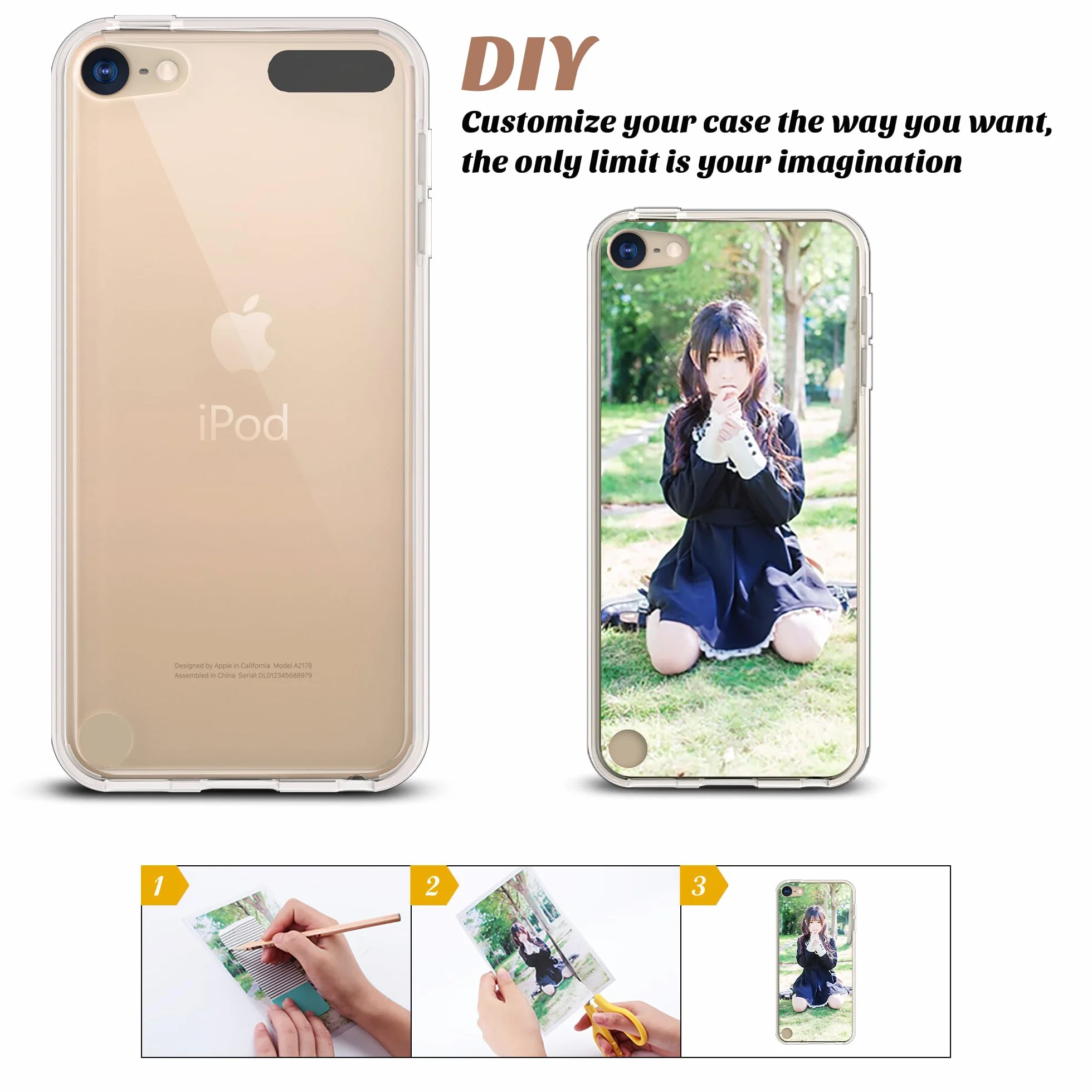 Etui ULAK iPod Touch 7, iPod Touch 6/5 z 2 osłoną ekranu, przezroczyste, cienkie, miękkie TPU odporne na wstrząsy etui do Apple iPod Touch 5/6 / 7 generacji (2019), przezroczyste
