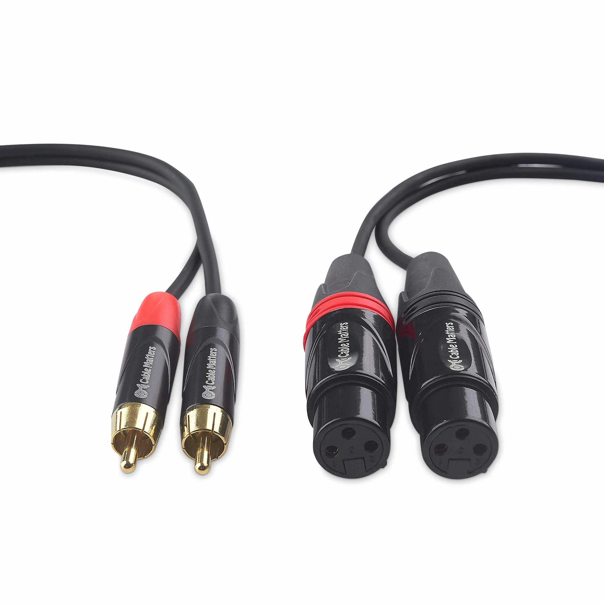 Cable Matters Podwójny kabel XLR do RCA 1.8m, kabel XLR RCA (podwójny kabel XLR żeński do RCA, kabel RCA XLR) - 1,8 m