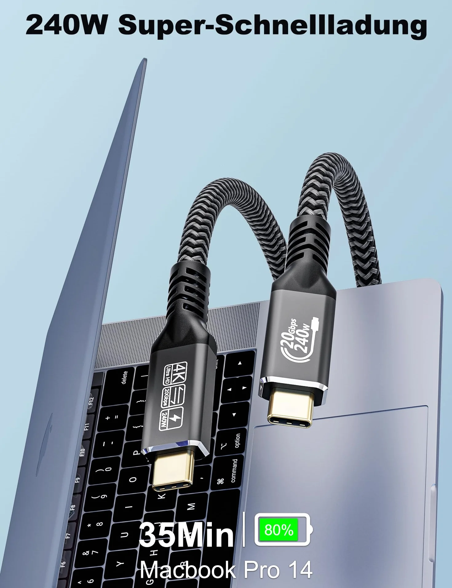 CAKOBLE Kabel USB C 5 m, [2 sztuki 5 m], kabel USB 3.2, 20 Gb/s, kabel USB C do szybkiego ładowania, PD 3.1, 240 W, wideo 4K 144 Hz, wideo do koncentratora, stacji dokującej, M3, SSD, eGPU, laptopów