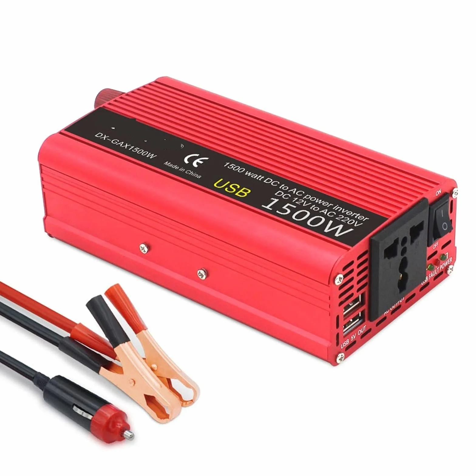 Falownik, Zmodyfikowany falownik sinusoidalny 1500W/2000W/2600W przetwornica napięcia 12V do 220 napięcie zasilania DC AC uniwersalne gniazdo domu na zewnątrz Powerbank(1500W,12V)