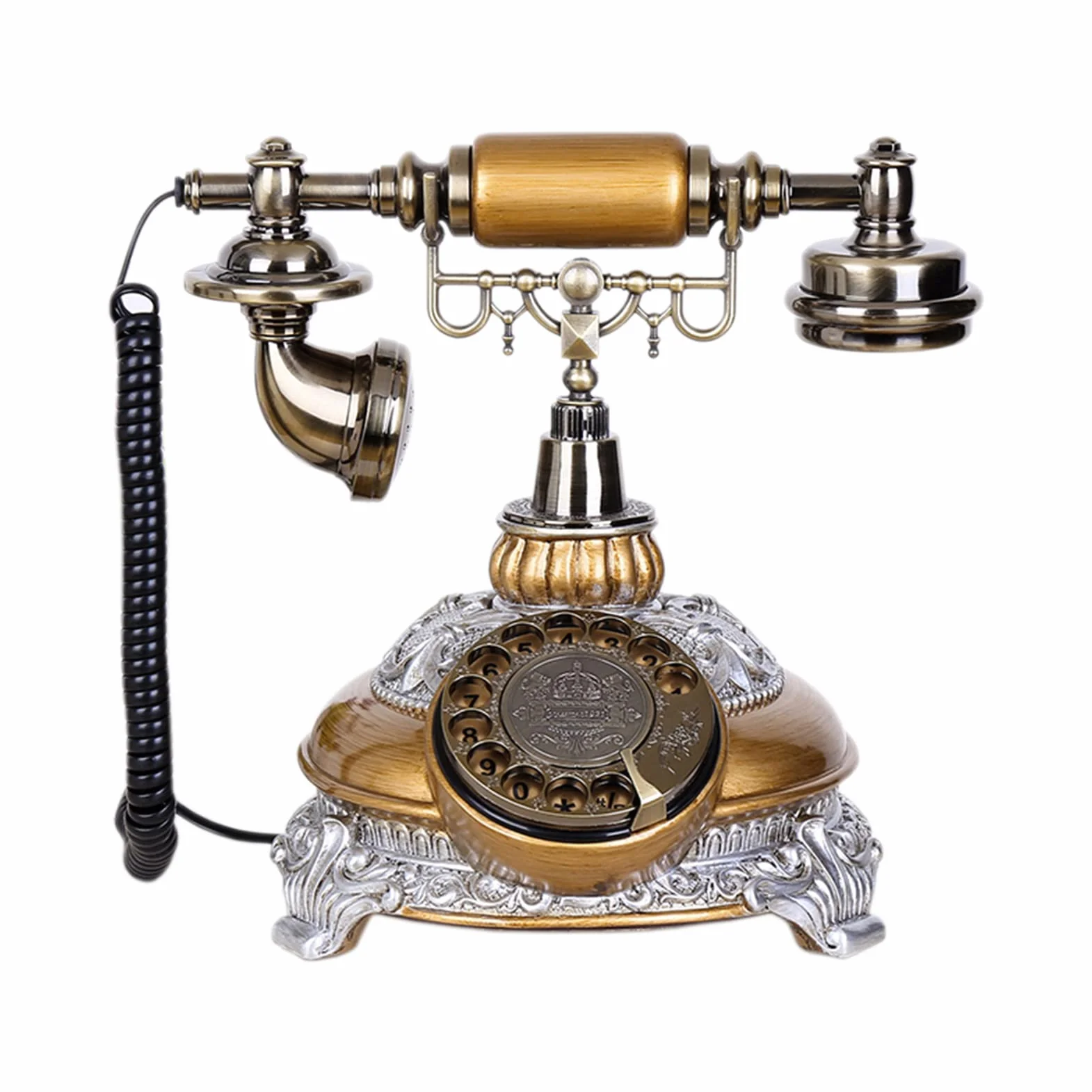 Zabytkowy telefon Telefon europejski Amerykański dom stacjonarny Biuro Antyczny w stylu retro Wodoodporna galwanizacja wysokich temperaturach(Gold)