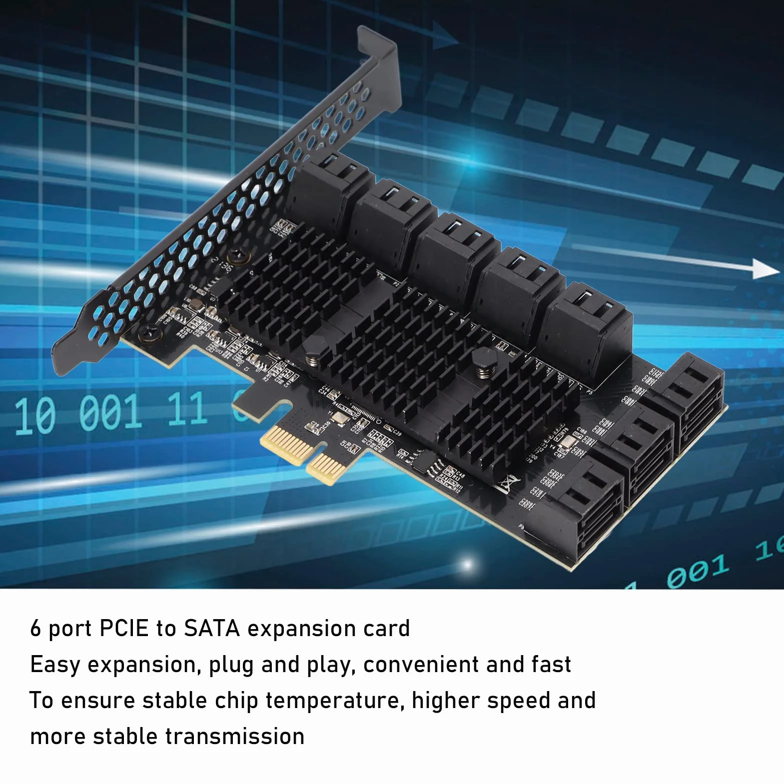 Fdit Adapter PCIe SATA, 16-portowy kontroler SATA 3.0, karta rozszerzeń PCI Express X1, kompatybilna z gniazdem X4/X8/X16, do Server/2003/Vista/7/8 (32/64 bit)/MAC/Linux