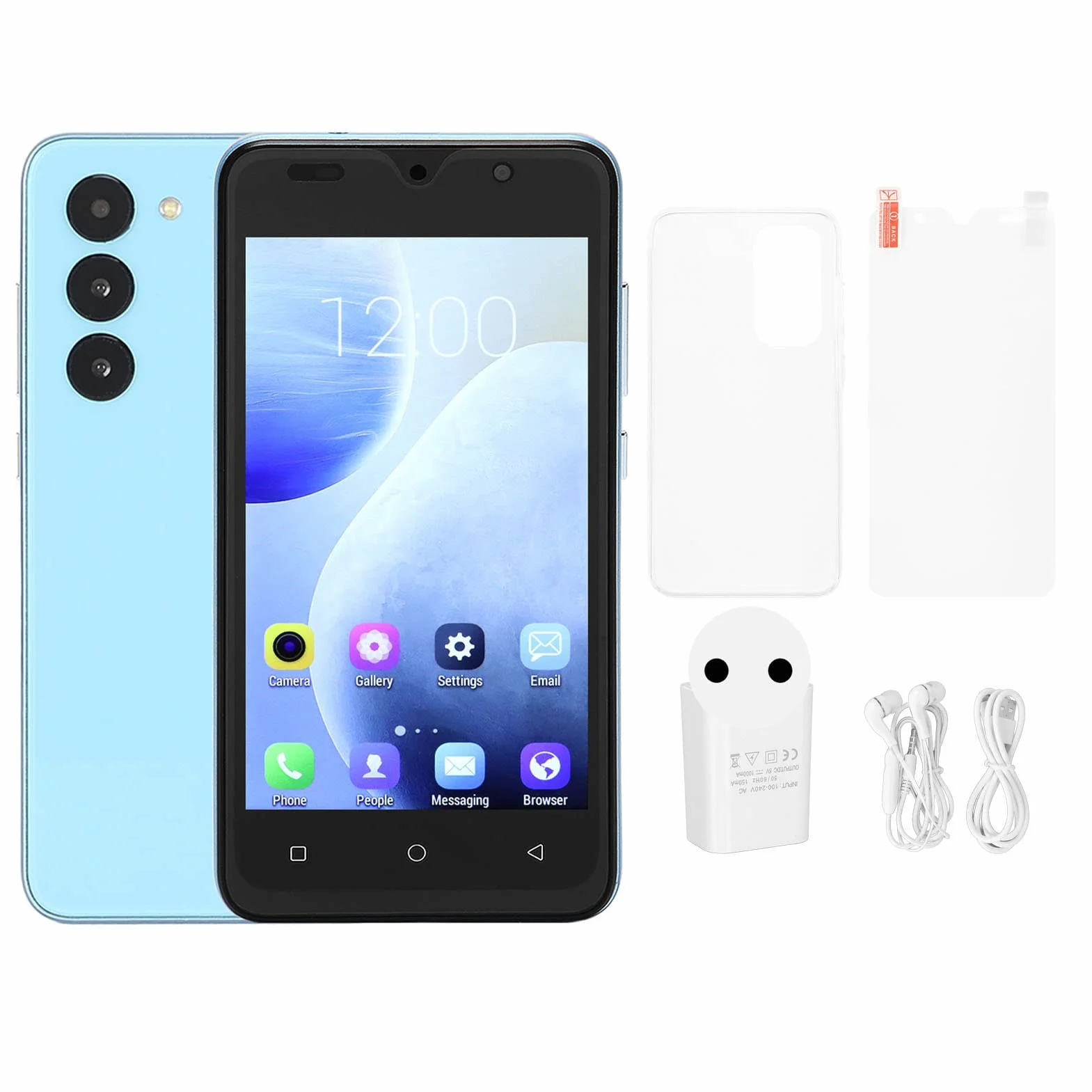 Odblokowany Telefon Komórkowy, 3800 MAh, 5,0-calowy Ekran HD, 100–240 V, Dual SIM, Podwójny Tryb Gotowości, Smartfon z Przodu 2 MP z Tyłu 5 MP do Codziennego Użytku (BLUE)