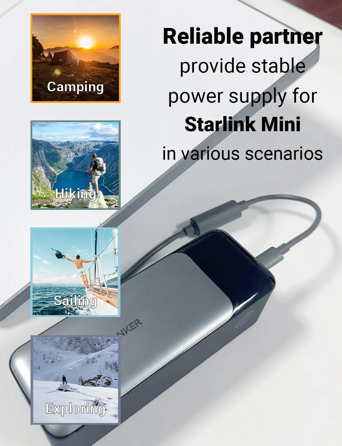 Wtyczka USB C na gniazdo DC adapter do Starlink Mini 20 V 100 W + PD konwerter ładowania 20 cm 18AWG