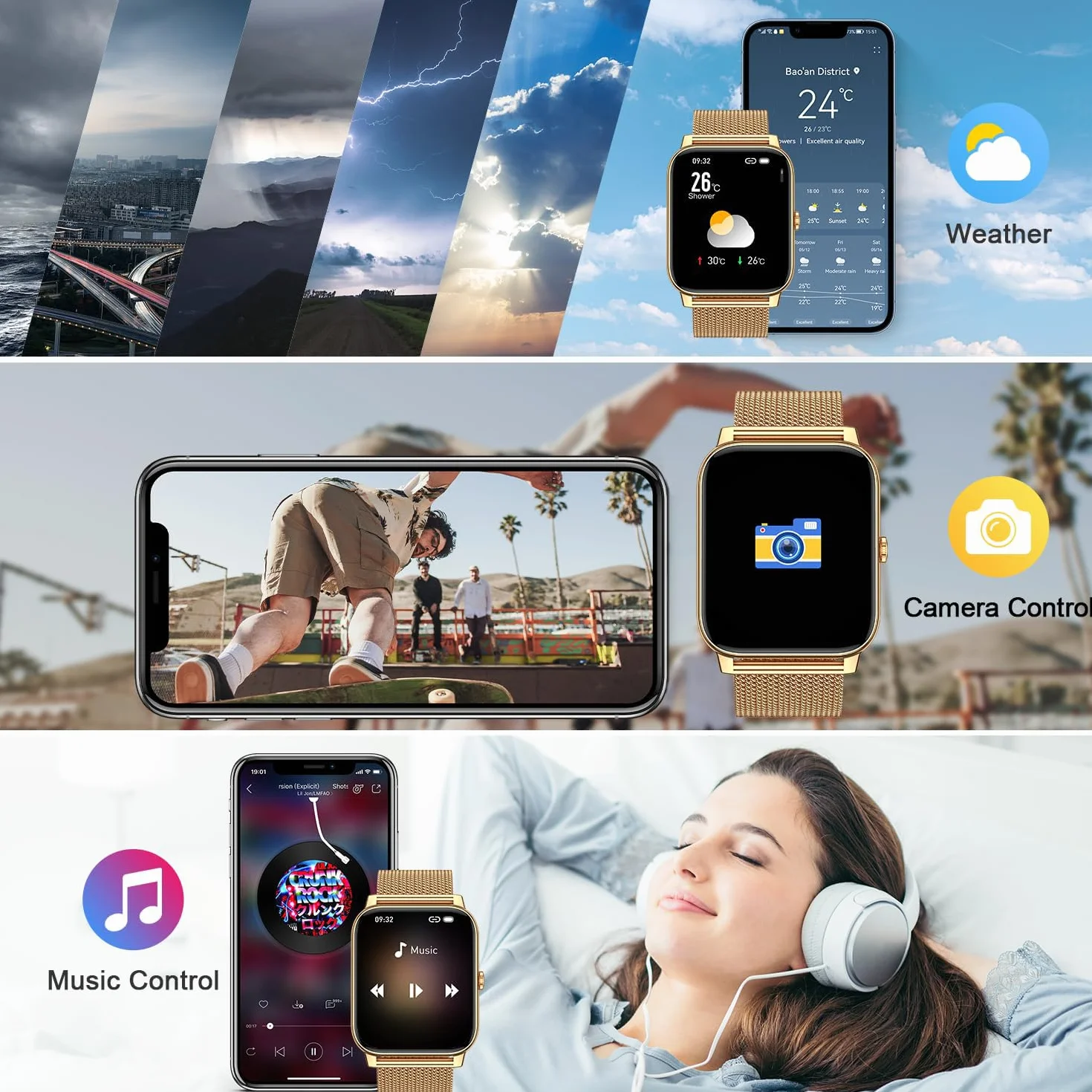 Inteligentny zegarek dla kobiet wykonuj/odbieraj połączenia fitness tracker złote inteligentne zegarki cyfrowe męskie zegarki wodoodporny smartwatch do biegania Android telefon iOS kompatybilny
