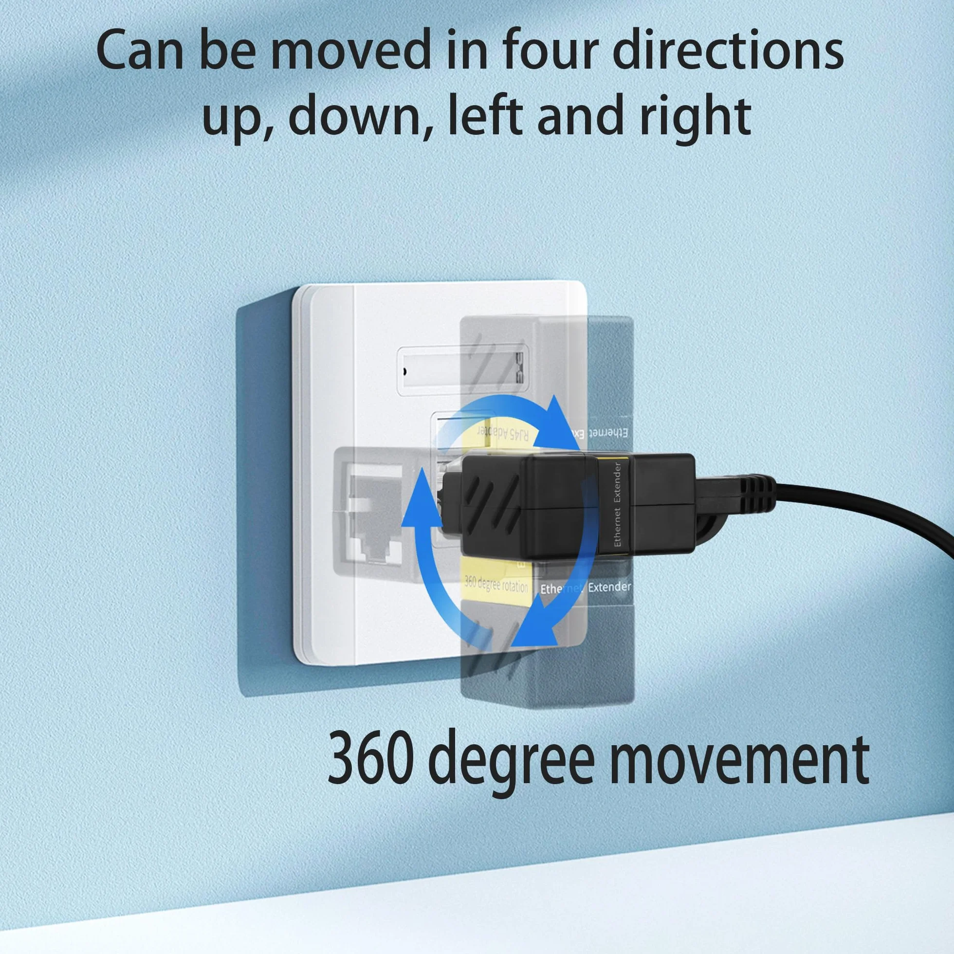 YACSEJAO 2 szt. adapter Ethernet obracany o 360°, 90 stopni kątowy adapter przedłużający Cat5/Cat6, gigabitowe złącze męskie na żeńskie RJ45