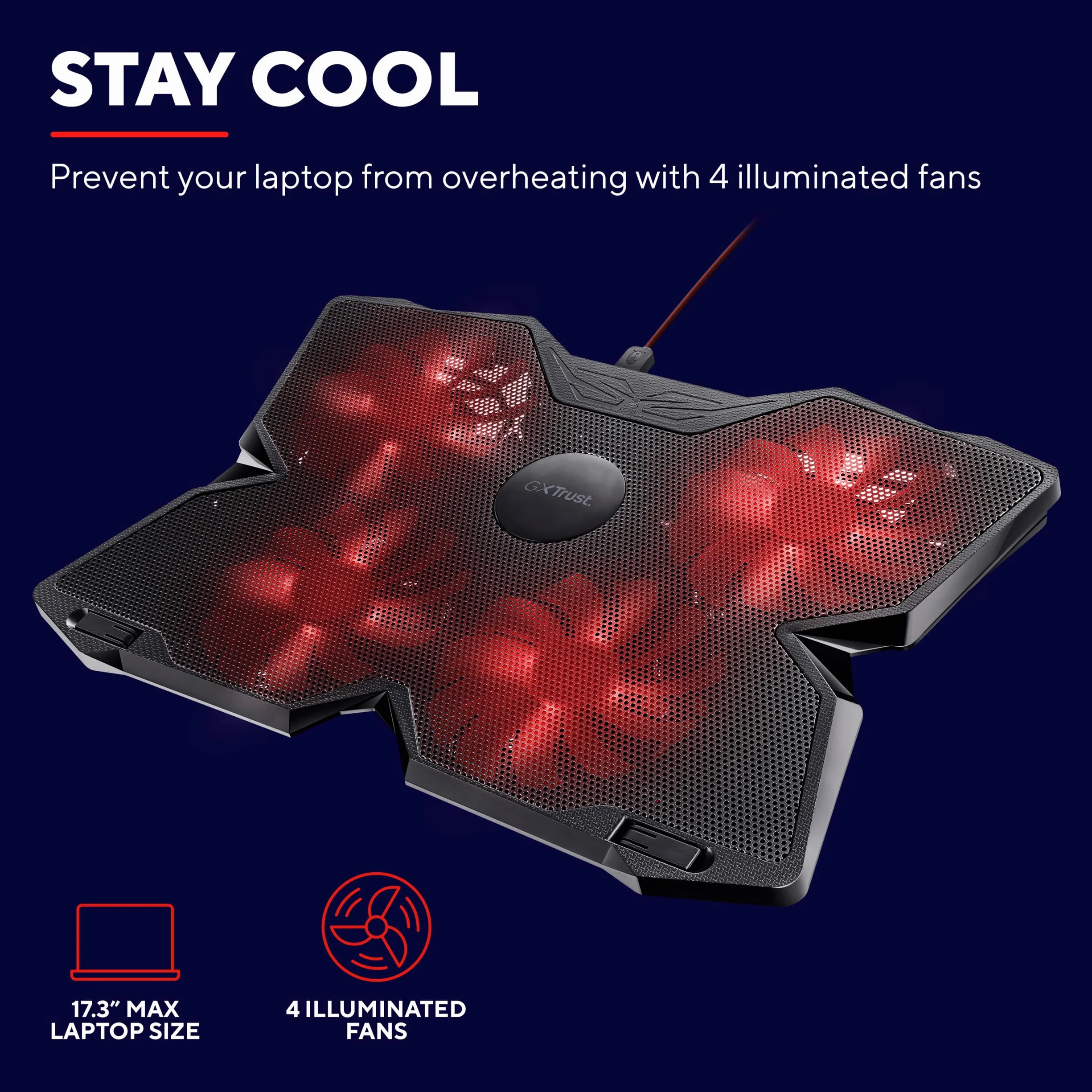 Trust Gaming GXT 278 20817, Podkładka Chłodząca, Czarny
