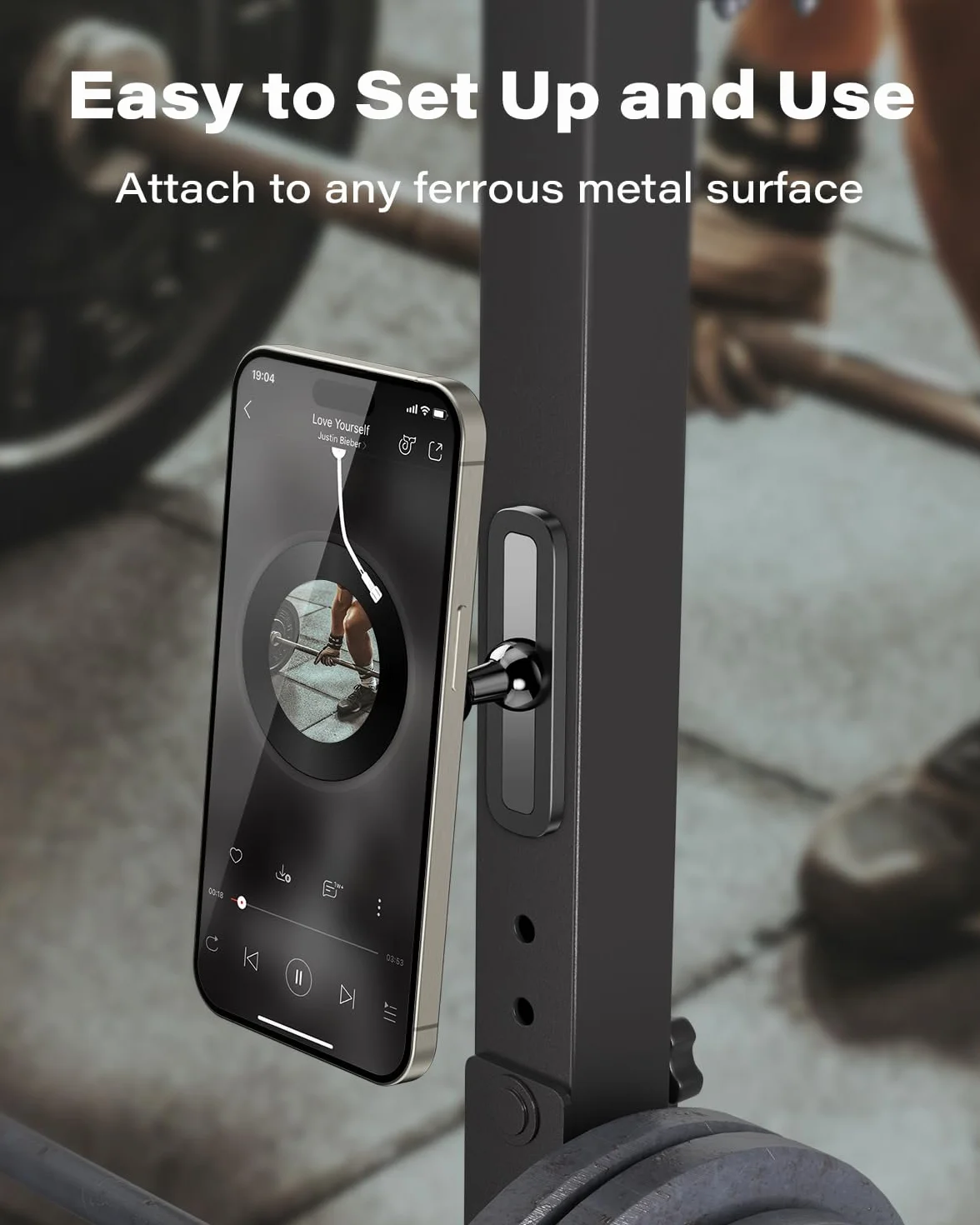 APPS2Car Magnetyczny Uchwyt na Telefon do Siłowni, Kompatybilny z MagSafe, Obrót 360°, do Smartfonów 11,9-16,5 cm, Podstawa i Przegub ze Stopu Metalu, Czarny