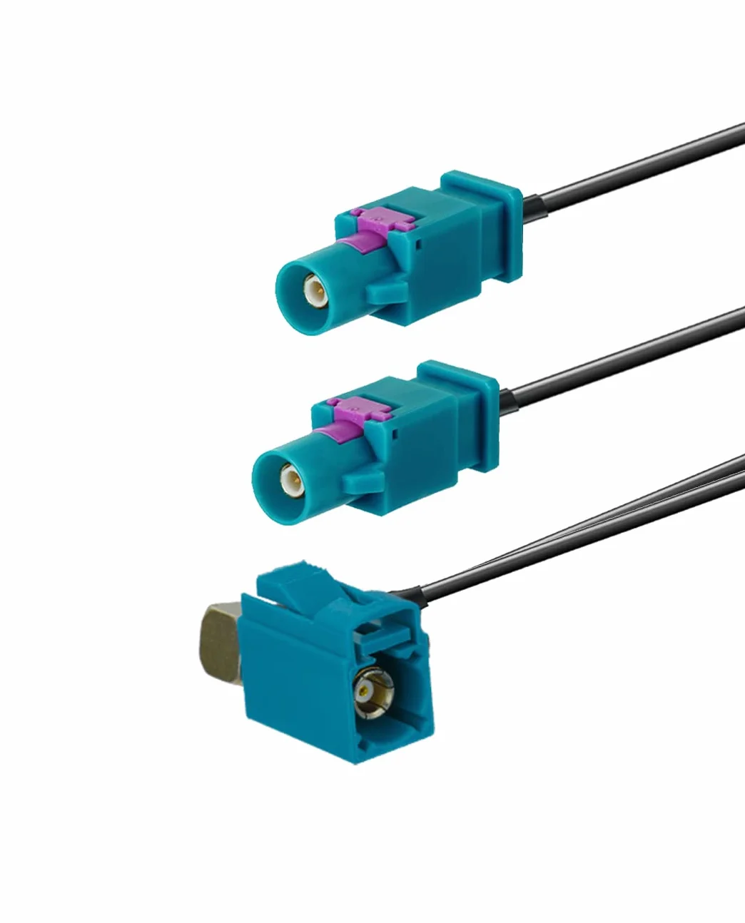 Vecys Kabel Adaptera RG174 Fakra Żeński Kąt 90° do Podwójnego Fakra Męski 30 cm do Radia Samochodowego DAB GPS Antena