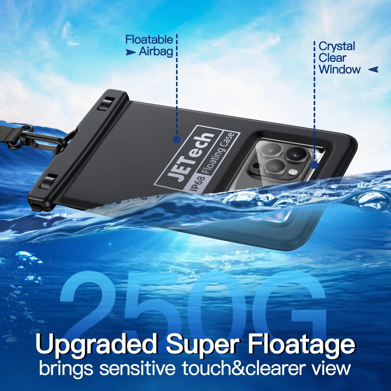 JETech Pływające Wodoodporne Sakiewka na Telefon, 2 Sztuki Woda Dowód Etui na iPhone 17e 17 16e 16 15 Air Pro Max Plus, Galaxy S26 S25 Ultra, Pixel 10 Series i Inne dla 7 Cala, Sucha Torba IPX8