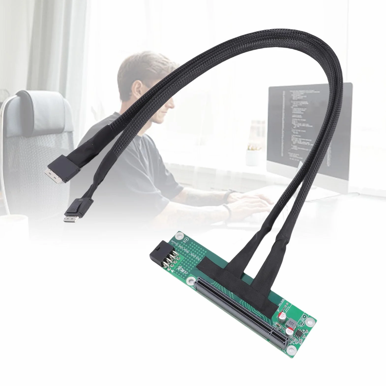 Zunate Kabel Rozgałęziający PCIe 4.0 X16 do Rozdzielacza Płyty Głównej Komputera o Długości 65 Cm