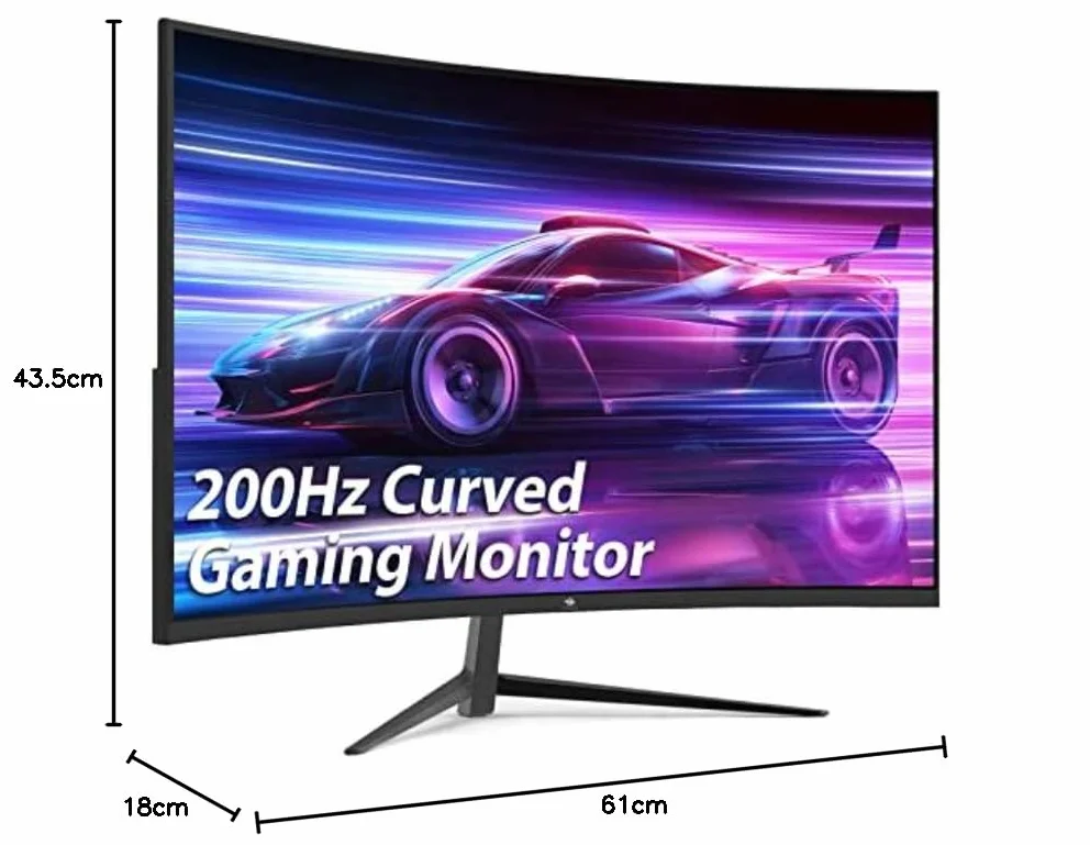 Z-Edge Zakrzywiony ekran komputerowy do gier 27 cali 200 Hz, 1ms, FreeSync, monitor FHD 1080P z kablem DP, 350cd/m², 1500R VA, bezramowe HDMI2.1 & DP1.4, VESA, sRGB 99%, 178° kąt widzenia