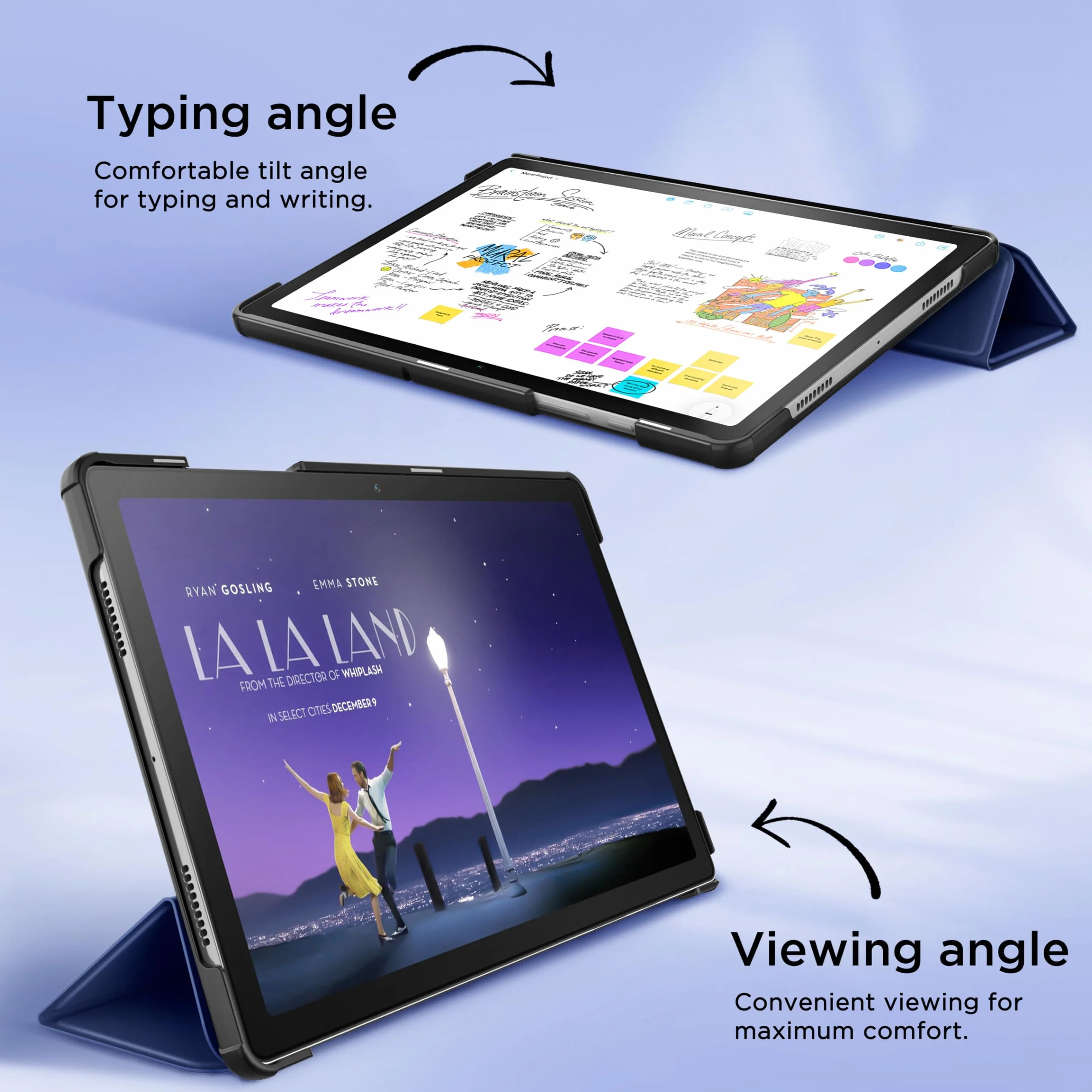 EasyAcc Etui do Samsung Galaxy Tab A11+ Plus/ A9+ 11 cali 2025, ultracienkie etui ochronne ze skóry poliuretanowej z funkcją stojaka i funkcją automatycznego uśpienia/budzenia, ciemnoniebieskie