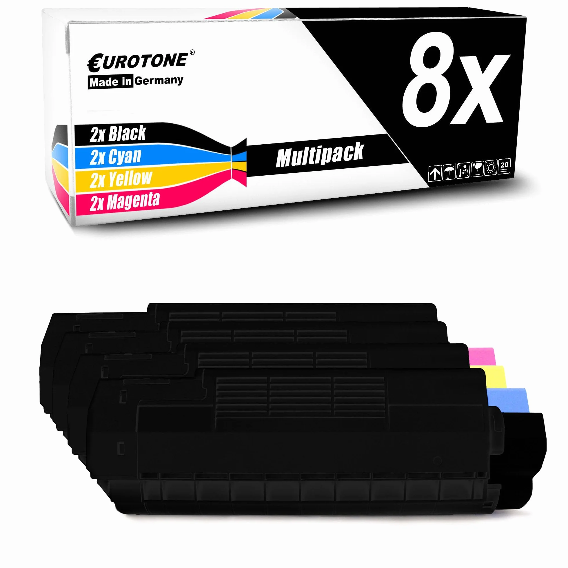 Eurotone Toner w zestawie 8X toner kompatybilny jako zamiennik do Oki C3200 zastępuje 42804537-40