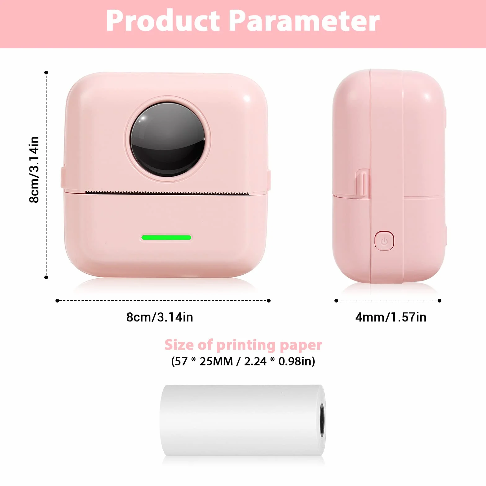 GuKKK Mini drukarka, mobilna drukarka fotograficzna, przenośna mini drukarka fotograficzna, bezprzewodowa drukarka fotograficzna, drukarka Bluetooth, pomoc w nauce, notatki, dziennik, notatki