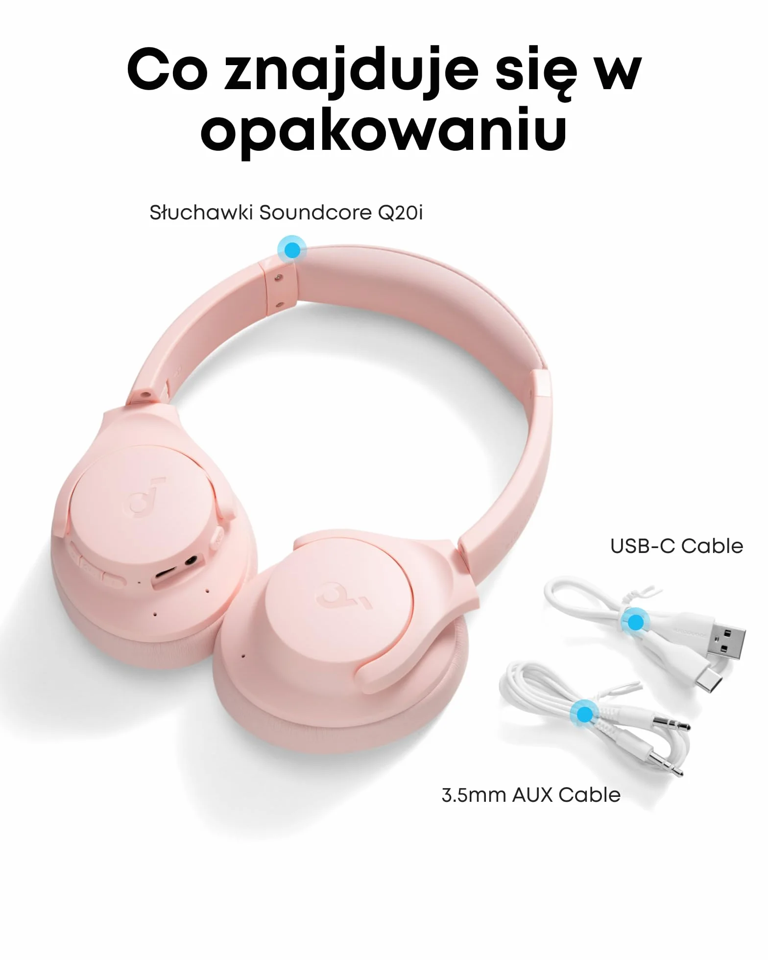 Słuchawki hybrydowe Soundcore by Anker Q20i(odnowiona) z aktywną redukcją szumów, bezprzewodowe nauszne Bluetooth, 40-godzinny czas odtwarzania ANC, dźwięk o wysokiej rozdzielczości, mocny bas