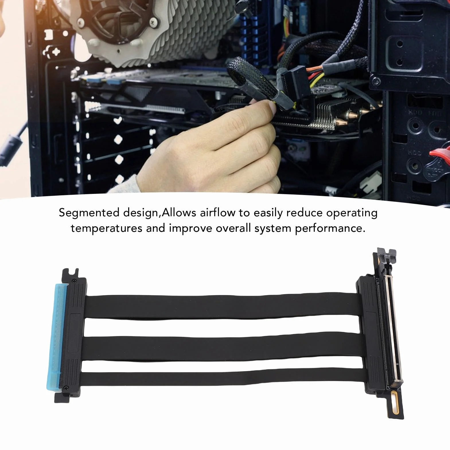 Kąt Kątowy PCIE 5.0 X16 Kabel, Strata Przeciwgiężna -Pllug i Play PCIE 5.0 X16 Kabel Pionowy do Materiałów Komputerowych (20 cm)