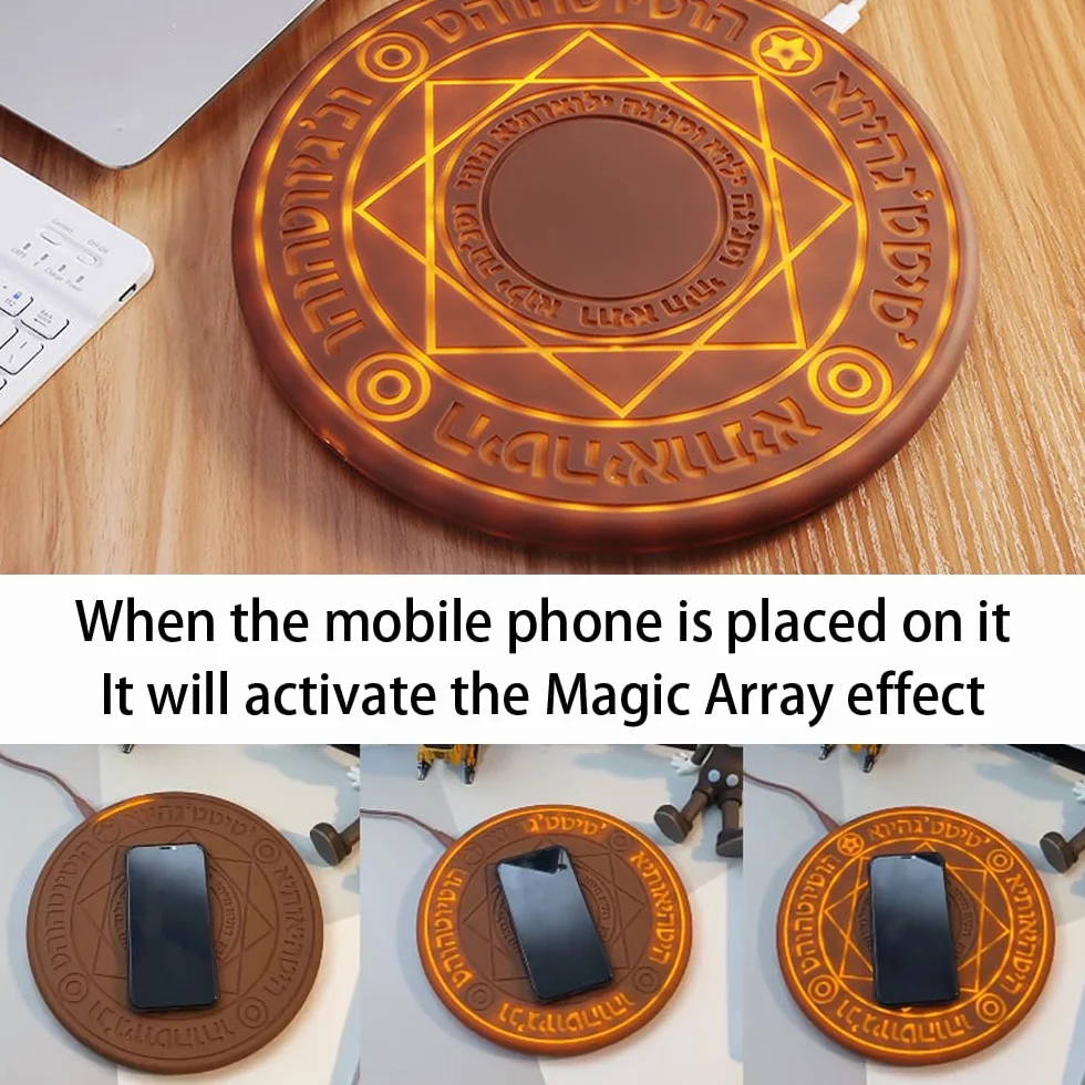 ładowarka Bezprzewodowa Large Magic Array, Do Telefonów Komórkowych Z Certyfikatem Qi, Zasilanie Mobilne Z Efektem Magicznym, 10 W,Gold