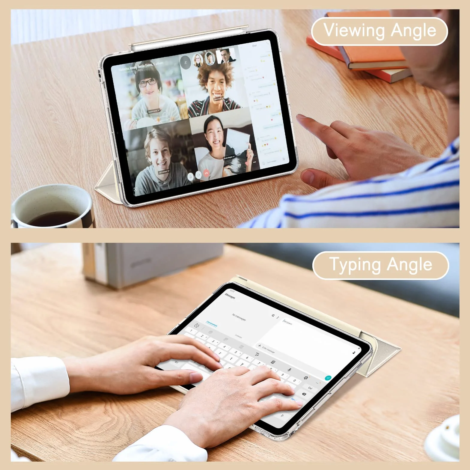 Fintie Etui na iPad Air 11 cali M2 (2024), iPad Air 5. generacji (2022) / iPad Air 4. generacji 10,9 cala, krystalicznie czysta tylna strona z dyskretnym, chowanym uchwytem na długopis, Starlight