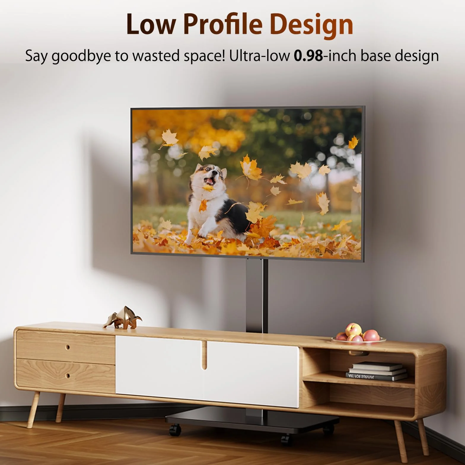 Wózek na kółkach do telewizorów plazmowych LCD LED OLED, z regulacją wysokości, stojący wózek pod telewizor z obrotem panelu o 90°, mobilny stojak na telewizor na kółkach, nośność 30 kg, maks. VESA