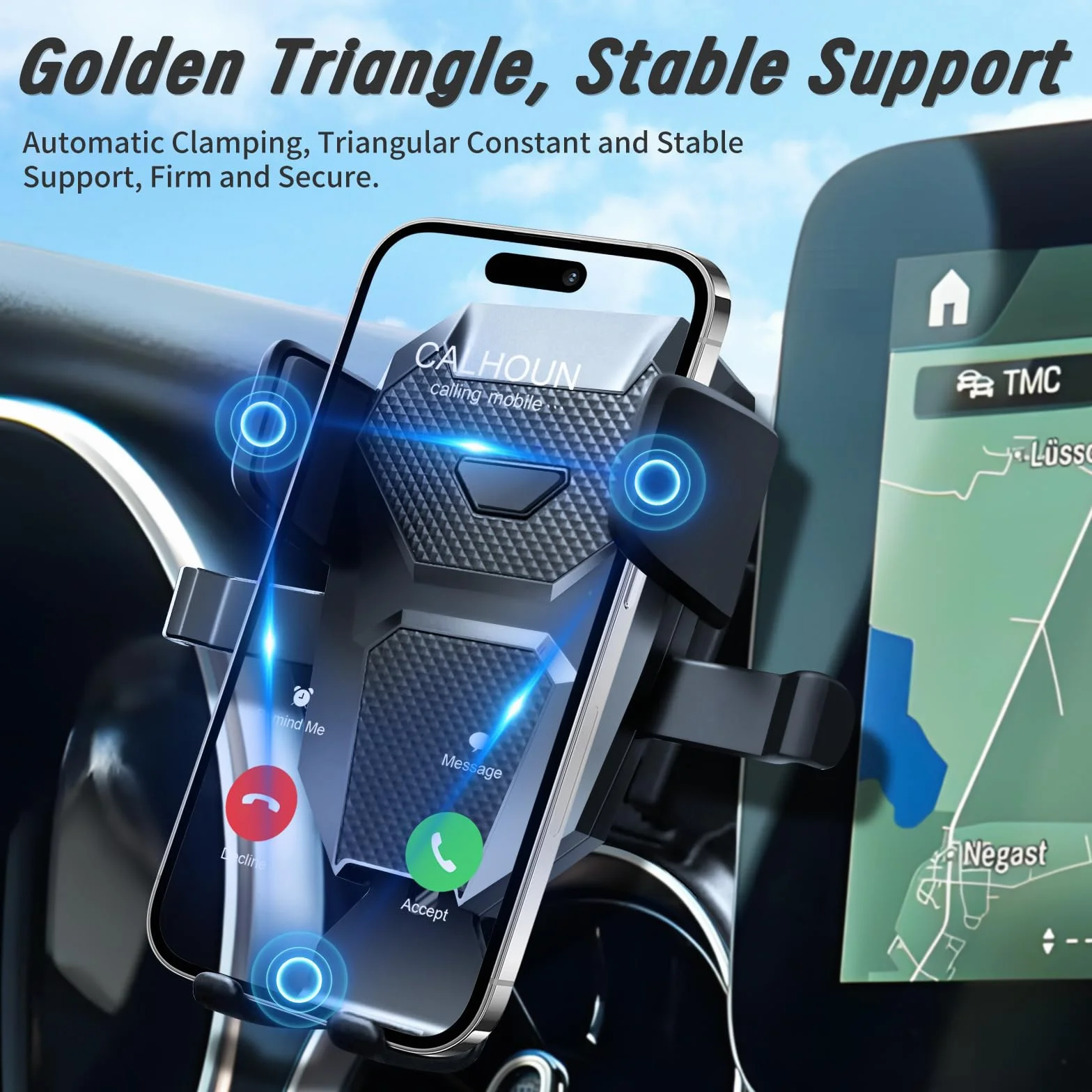 Uchwyt samochodowy do telefonu do Mercedes V-Klasse 2015-2023 – regulowany i obrotowy 360° – stabilne i antypoślizgowe mocowanie na kratkę wentylacyjną – łatwa instalacja i obsługa jedną ręką