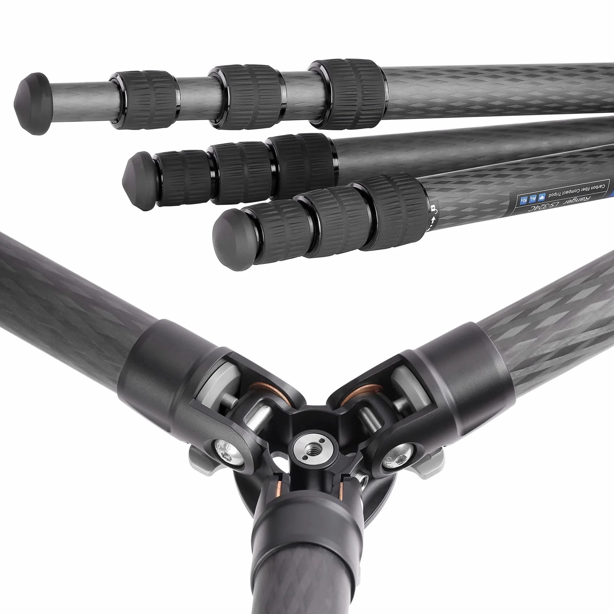 Leofoto - Ranger - Węglowy statyw do aparatów - głowica kulowa w zestawie - nośność 15 kg - wysuwane nóżki - Wysokość: 17 cm - 171 cm - LS-324C + głowica kulowa LH-40
