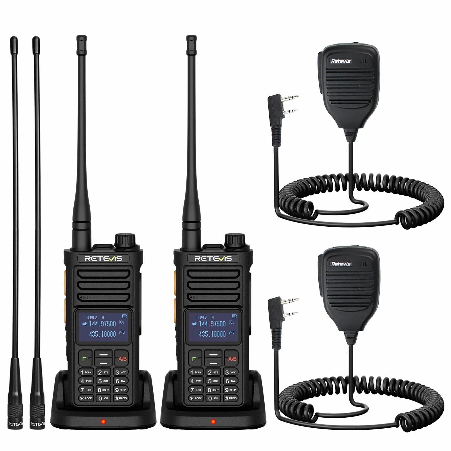 Retevis Ailunce RA89R Radiotelefon Krótkofalarski z Słuchawką, Dwupasmowy Walkie Talkie Sterowany Aplikacją, Tymczasowy Repeater, USB-C, VOX, Radio FM, 2800 mAh, Na Budowę