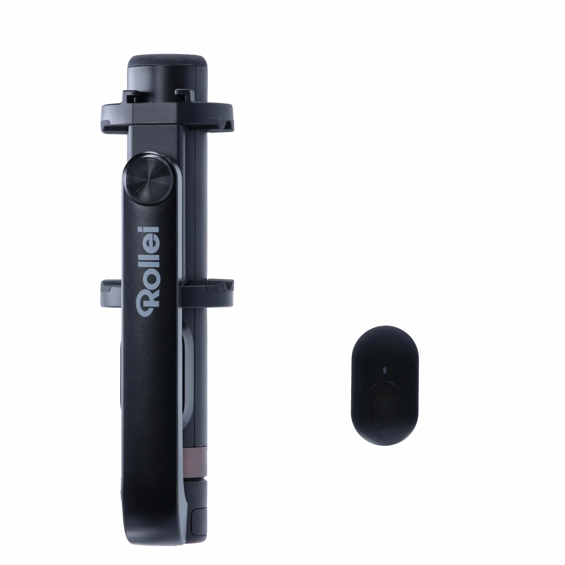 Rollei Smartfon Selfie Tripod: mini statyw ze zdalnym wyzwalaczem, regulacja wysokości do 65,6 cm. 3 w 1: statyw, kijek do selfie. Bluetooth, kompaktowy i stabilny, idealny w podróży! (uchwyt