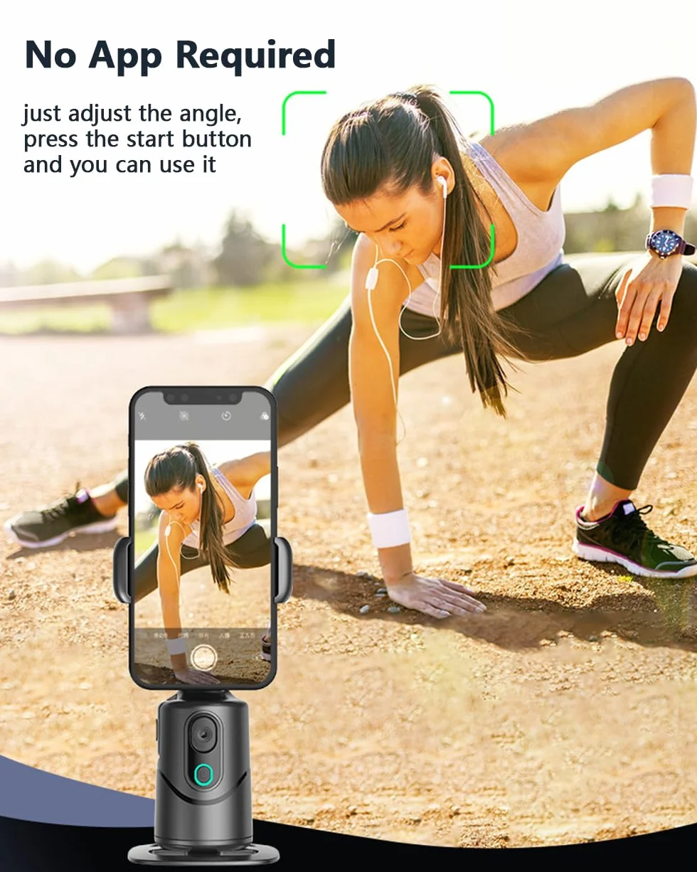 Auto Face Tracking Phone Holder,No App Required,360° Rotation Phone Camera Stand with Remote and Gesture Control, Smart Shooting Tripod for Vlog/TIK Tok Live Streaming YouTube Video Recording