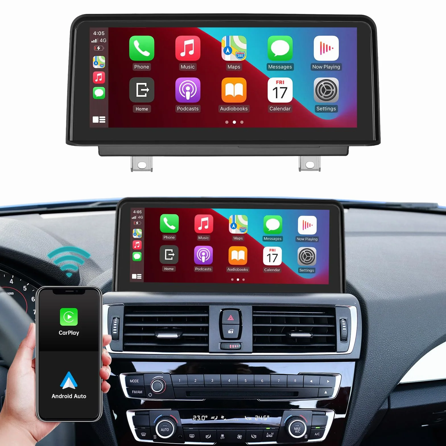 Radio samochodowe 10,25 cala, CarPlay/Android Auto/Mirrorlink/GPS dla BMW NBT 1/2 Series F20/F21 (2011-2016) F23 Cabrio (2013-2016) Ekran dotykowy, nawigacja GPS do samochodu, wbudowany DSP