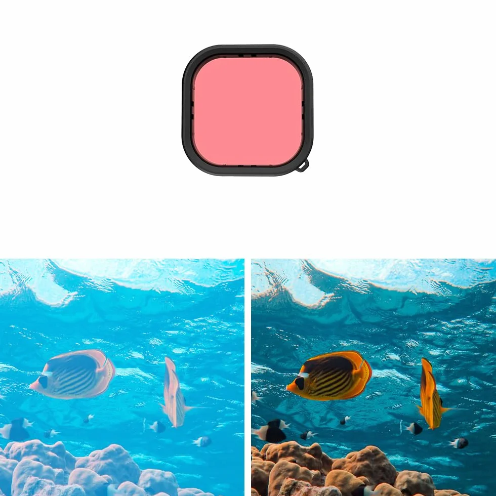 MOJOGEAR Filtr zanurzeniowy do GoPro Hero 13, zestaw 3 szt. z czerwonym, magenta i różowym filtrem do korekcji kolorów podczas zdjęć podwodnych, akcesoria do MOJOGEAR wodoszczelna obudowa