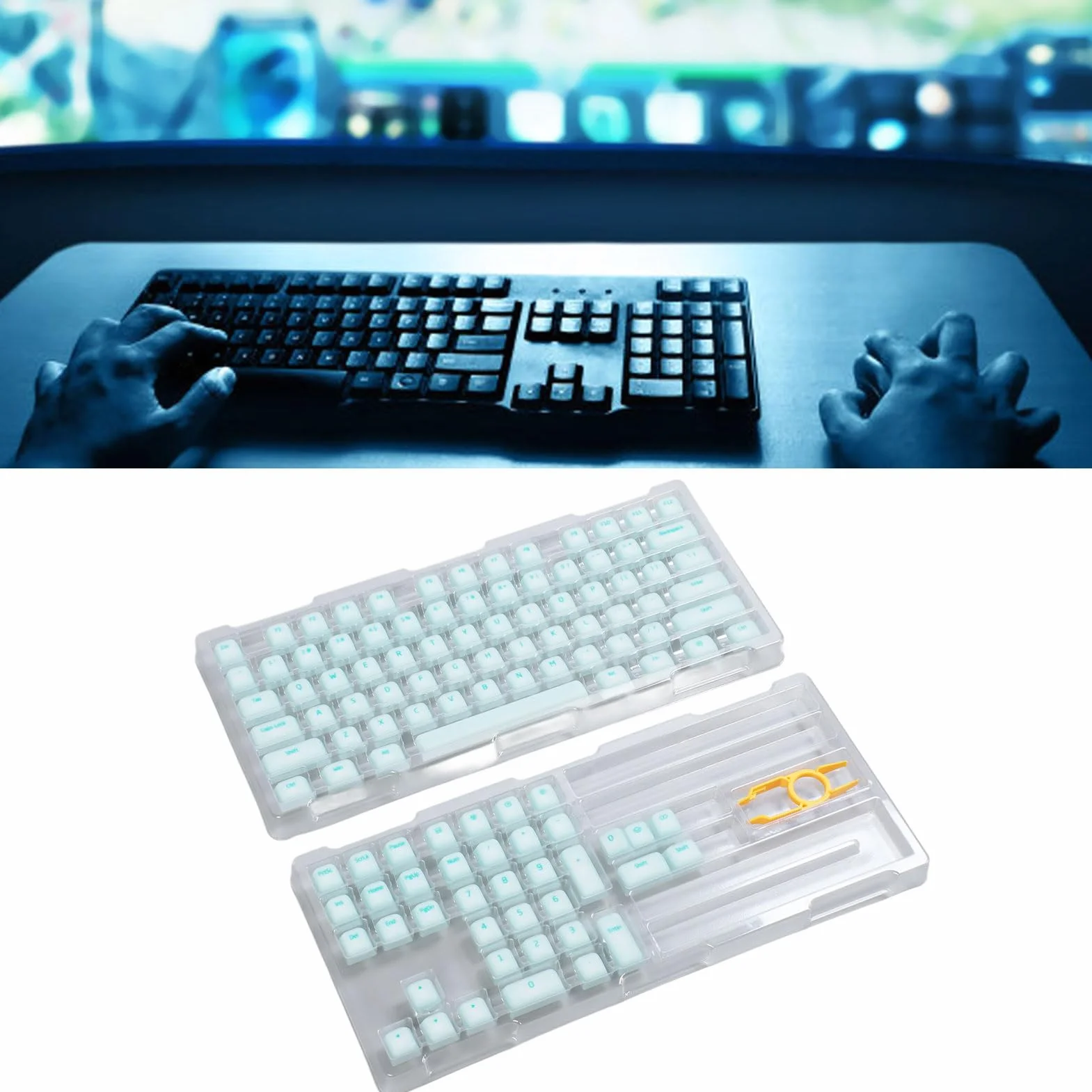 Generic Nasadki na Klawisze PBT, Dwuwarstwowe Nasadki na Klawisze DIY 113 Klawiszy Wyciszenie dla Klawiatur Mechanicznych (Miętowa zieleń)