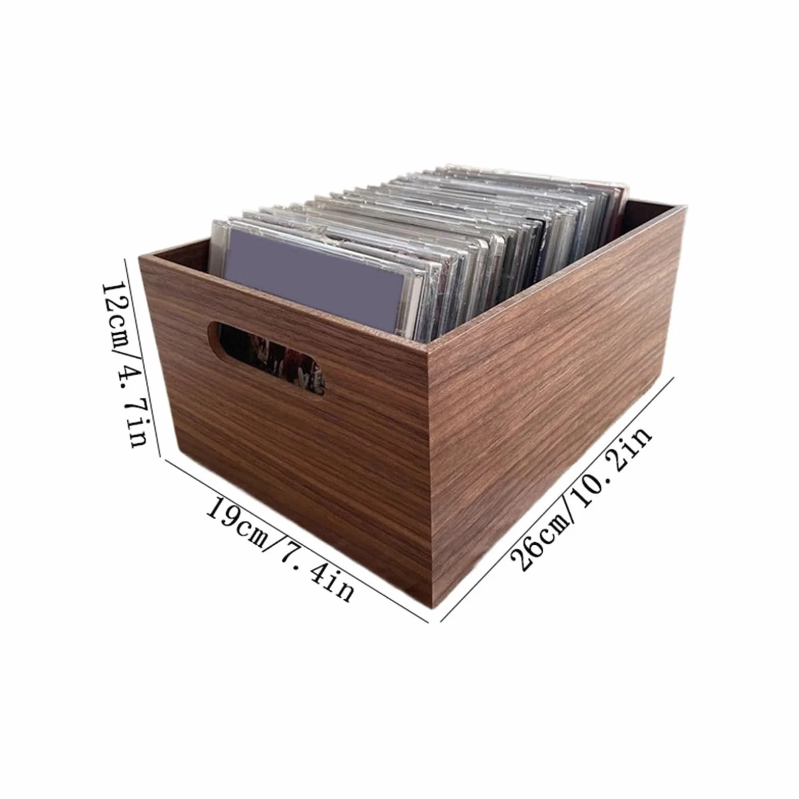 Stojak na płyty Wielofunkcyjny stojak na płyty CD, drewniane pudełko albumy, retro do przechowywania