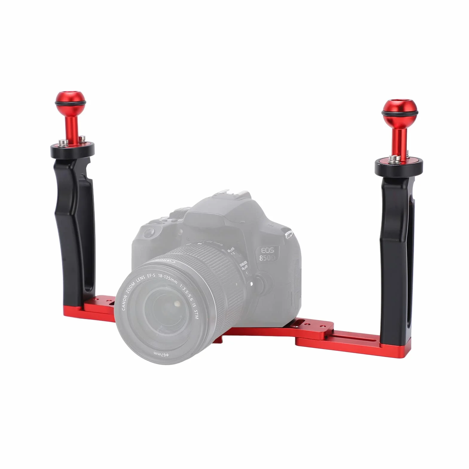 Podwójny ręczny stabilizator, podwójny uchwyt stabilizujący ze stopu aluminium, obudowa kamery podwodnej do nurkowania Fotografia regulowany wspornik montażowy, do dla