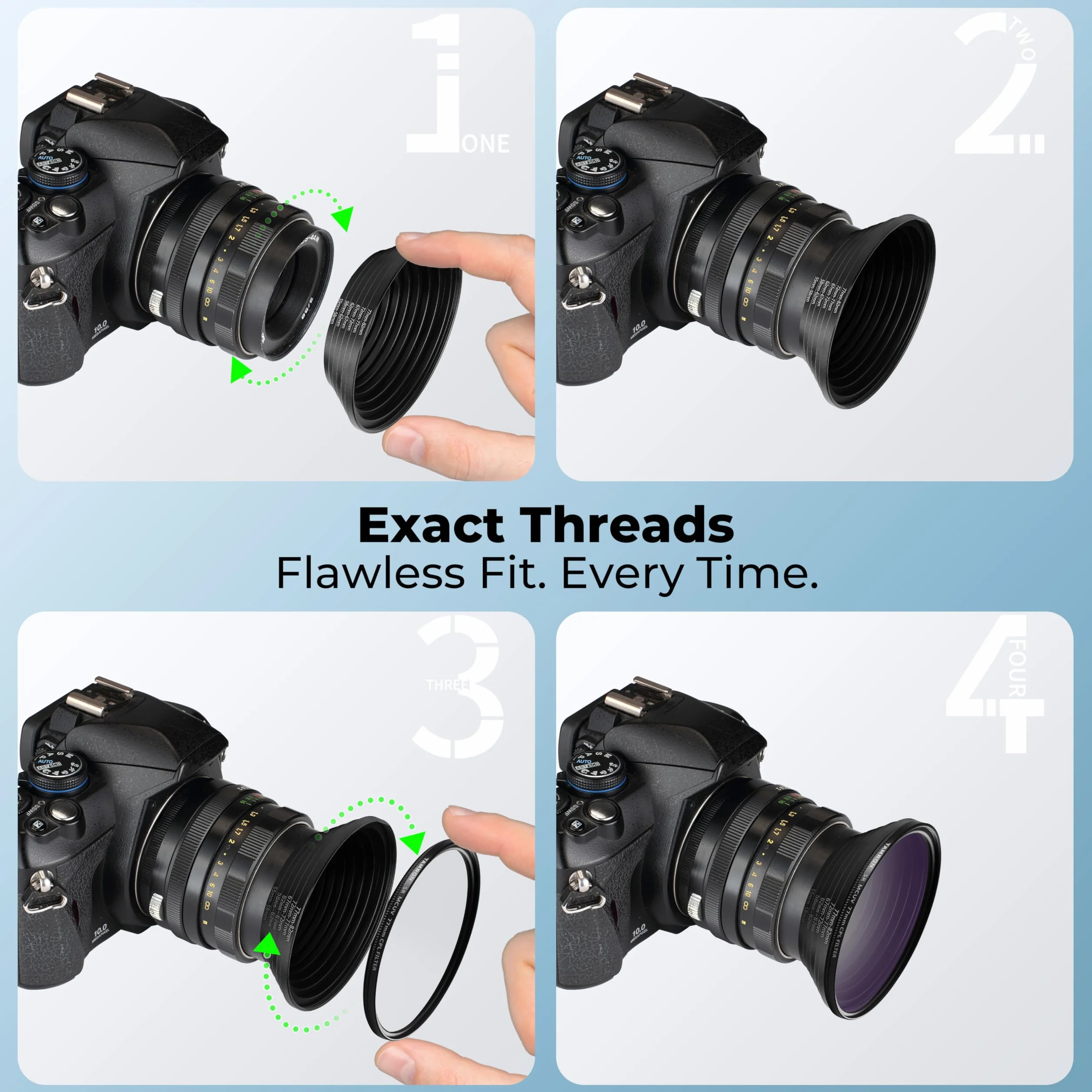 Zestaw 8 Pierścieni Redukcyjnych Step-UP, Adapter Filtra Obiektywu: 49mm 52mm 55mm 58mm 62mm 67mm 72mm 77mm 82mm.