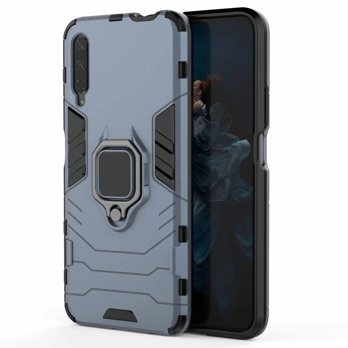 Kompatybilne z Huawei Y9s, Honor 9X, Honor9X Pro Etui Ochronne, Pierścień o 360 Obrót Magnetyczny Uchwyt na Telefon Komórkowy (Granatowy)