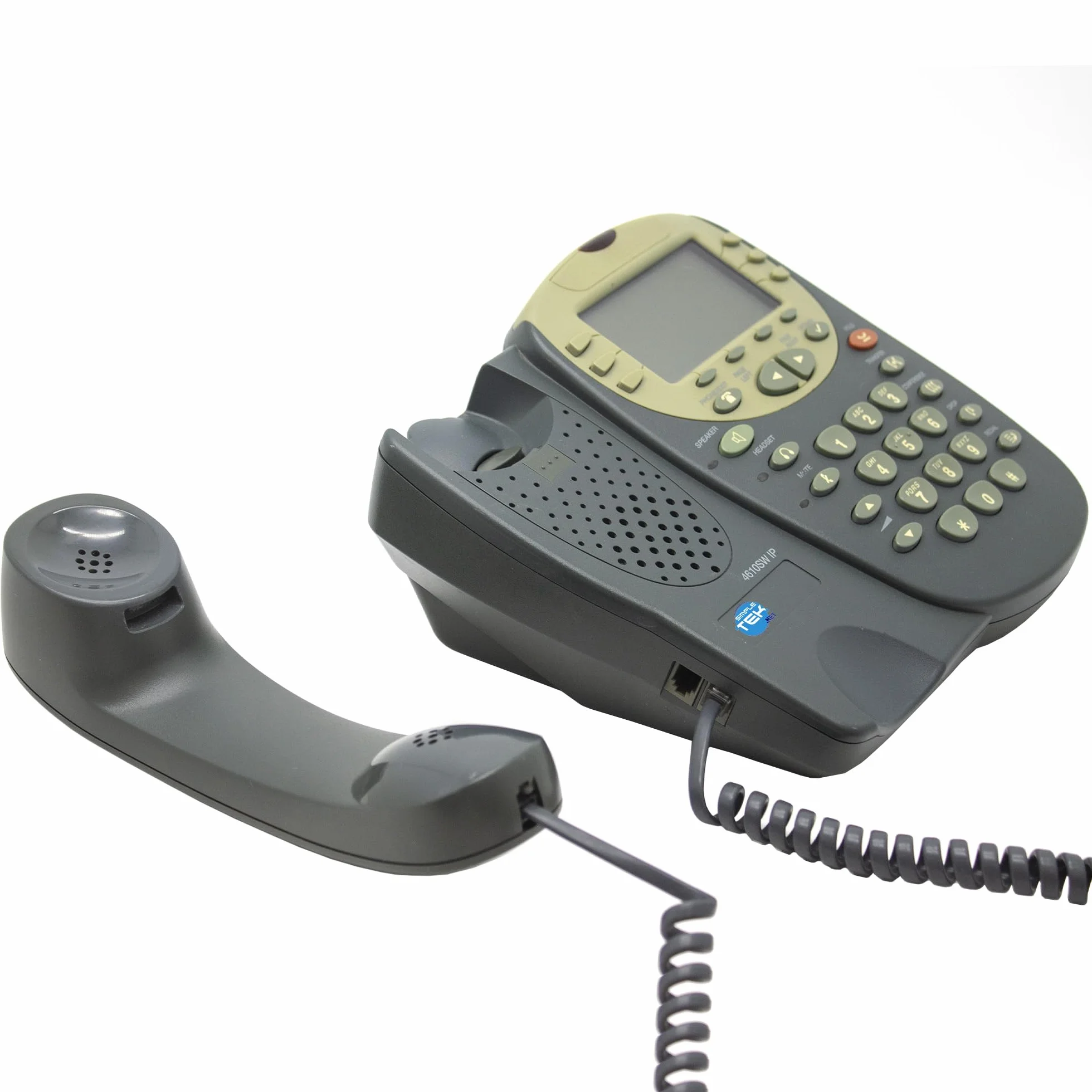 SIMPLETEK - PoE PoE VoIP Stały telefon IP 4610SW dla firm, biura i centrum telefonicznego, zestaw głośnomówiący, konferencja, zasilacz w zestawie (odnowiony)
