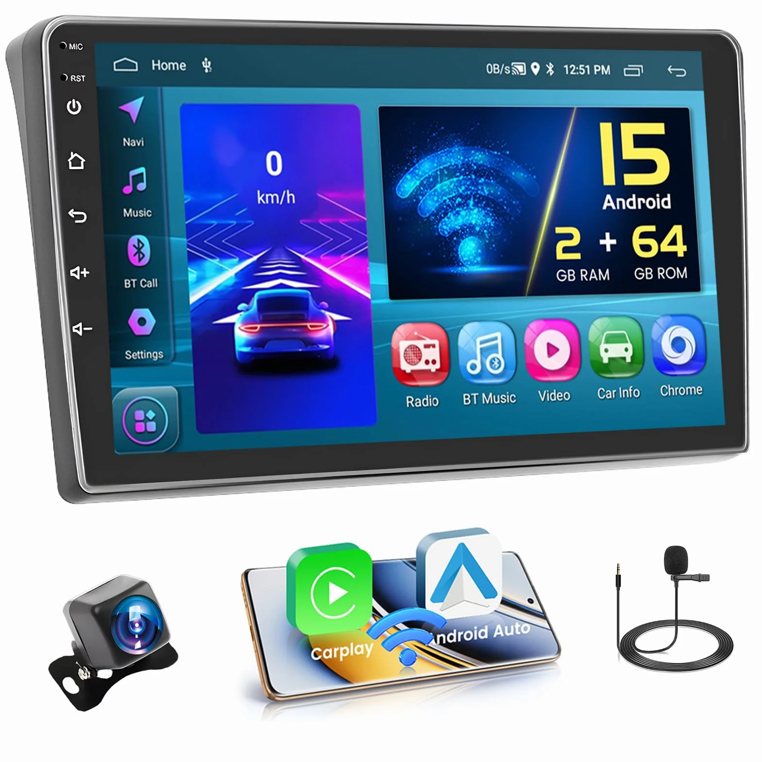2 GB + 64 GB Android 13 radio samochodowe do Ducato 3/Peugeot Boxer 2/Citroen Jumper 2 2011-2022, radio bezprzewodowe CarPlay z systemem Android Auto zestaw głośnomówiący 9" z nawigacją, kamera