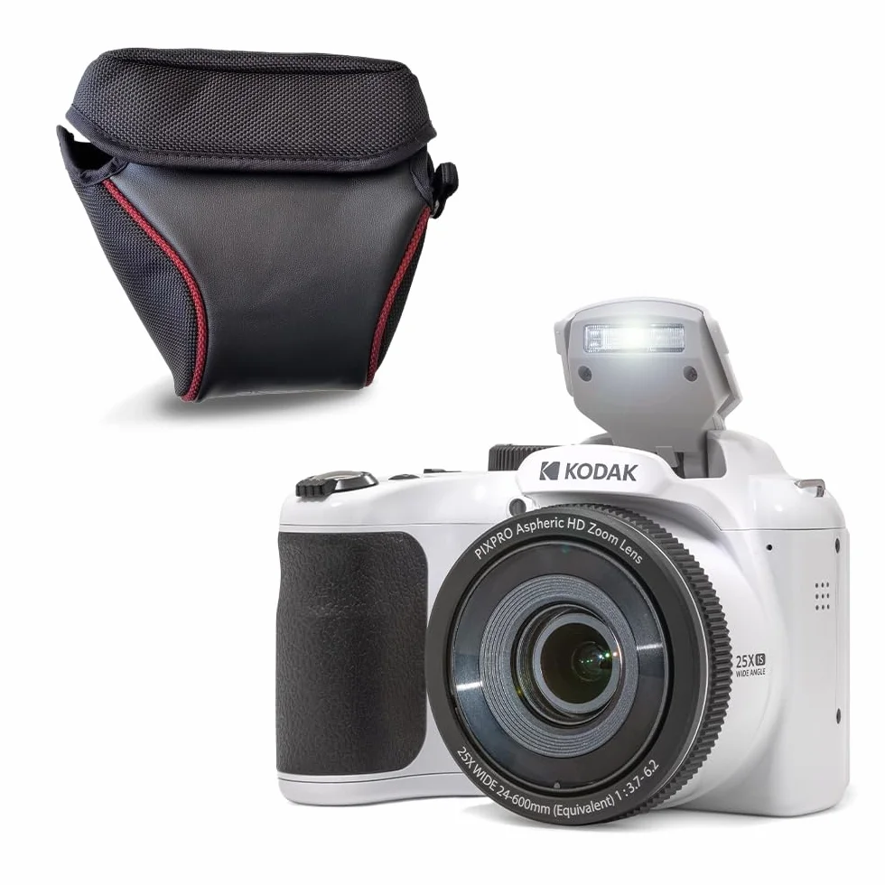 Kodak Pixpro AZ255 Aparat mostkowy 16 MP, 25-krotny zoom optyczny, Full HD 1080p, szeroki kąt 24 mm, stabilizator, 3-calowy wyświetlacz LCD, etui w zestawie - idealne do podróży - czerwony