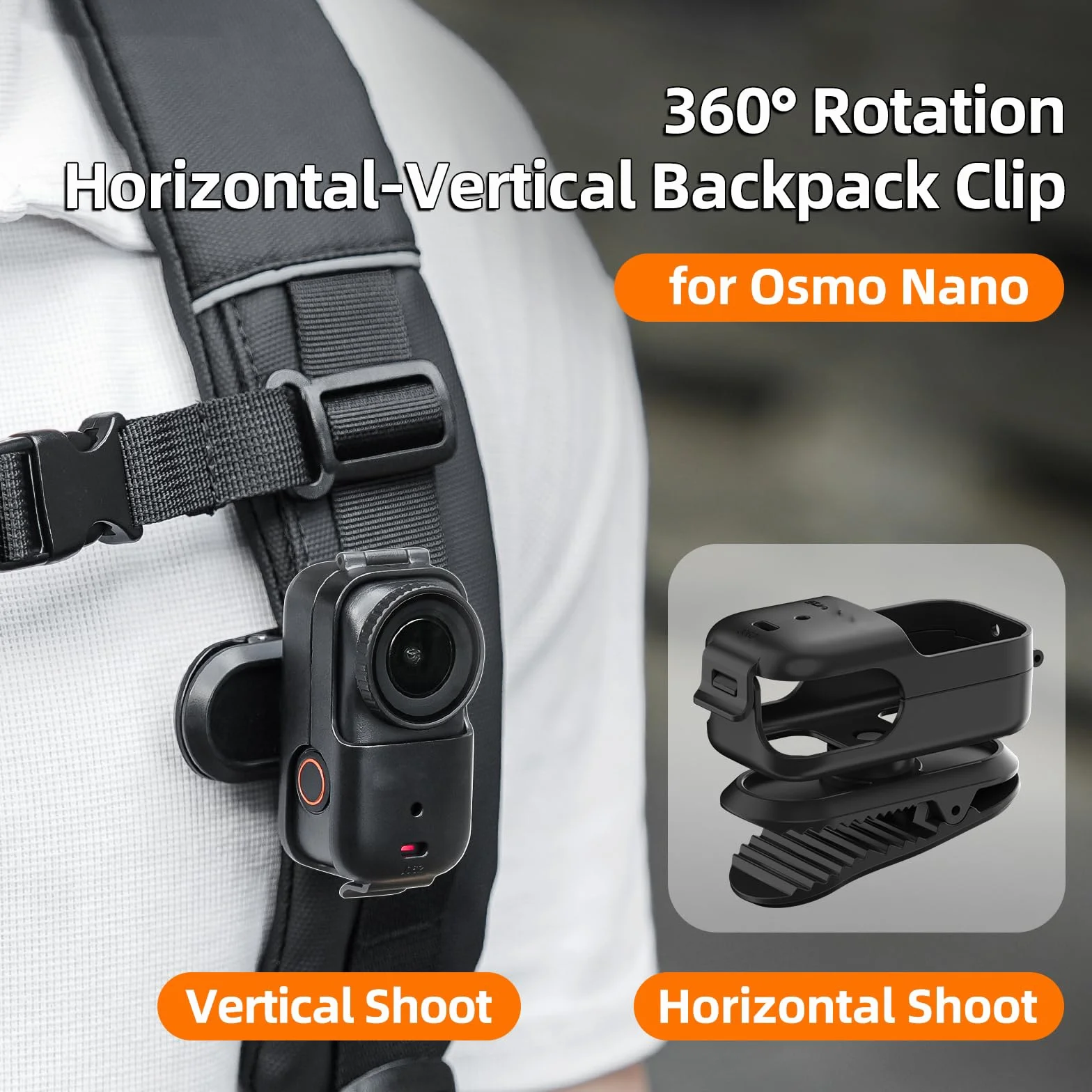 Klips do plecaka do DJI Osmo Nano, łatwy klips zacisk stojak szybkie zwalnianie uchwyt adaptera, kamera sportowa obracany o 360° wspornik fotografowania stała ramka akcesoria