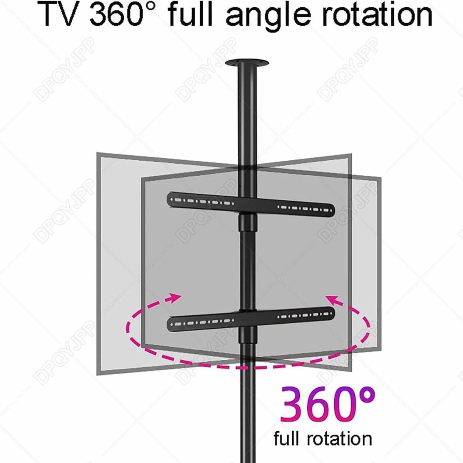 Regulowany stojak podłogowy do telewizora 360° i uchwyt sufitowy – obrotowy uchwyt do ekranów LED o przekątnej 37–75 cali obsługuje do 49 kg, idealny do ścian działowych i szafek telewizyjnych
