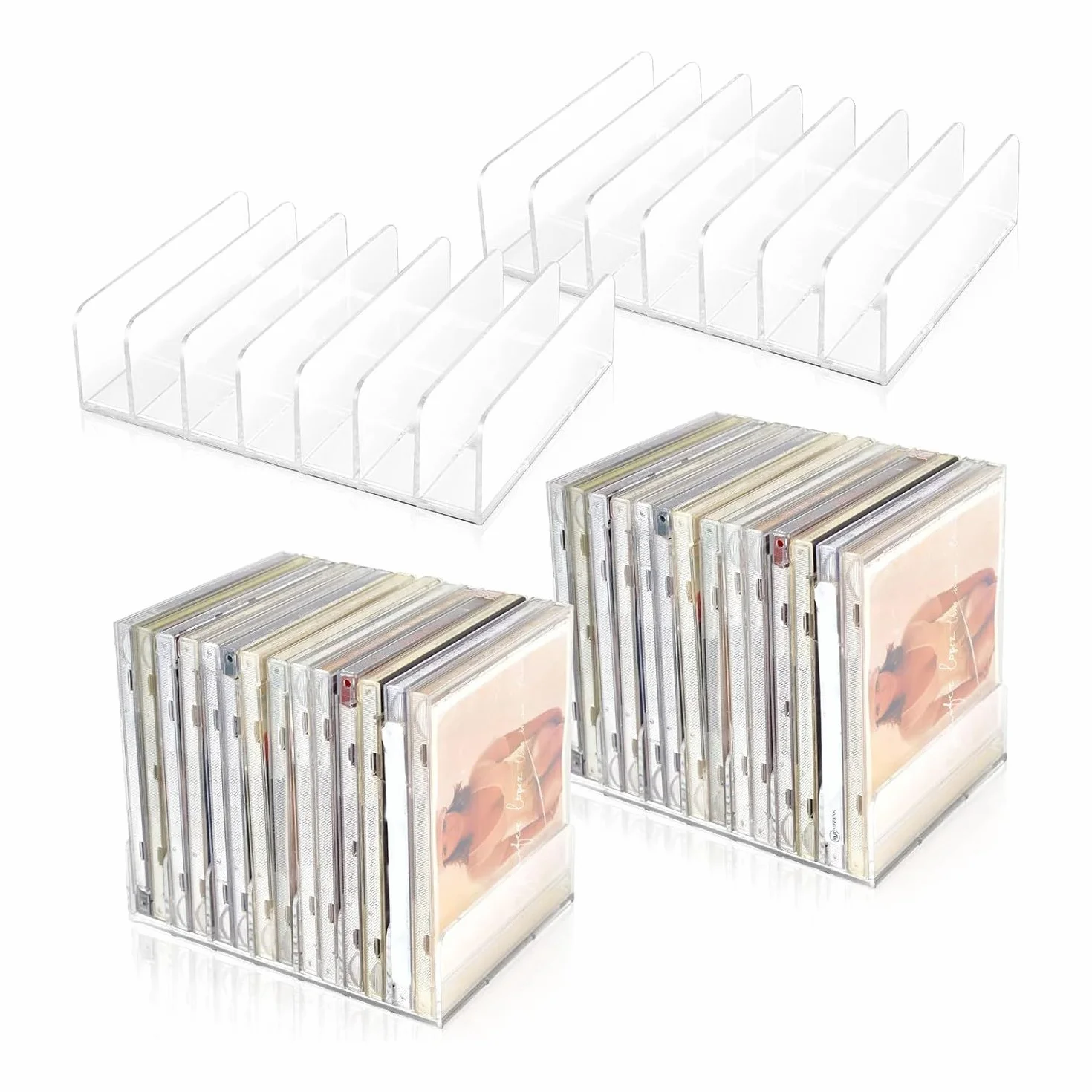 Przezroczysty akrylowy uchwyt na płyty CD – stojak na płyty CD/DVD, stojak nizer, trwałe rozwiązanie do przechowywania płyt CD i DVD, stylowa i oszczędzająca miejsce taca