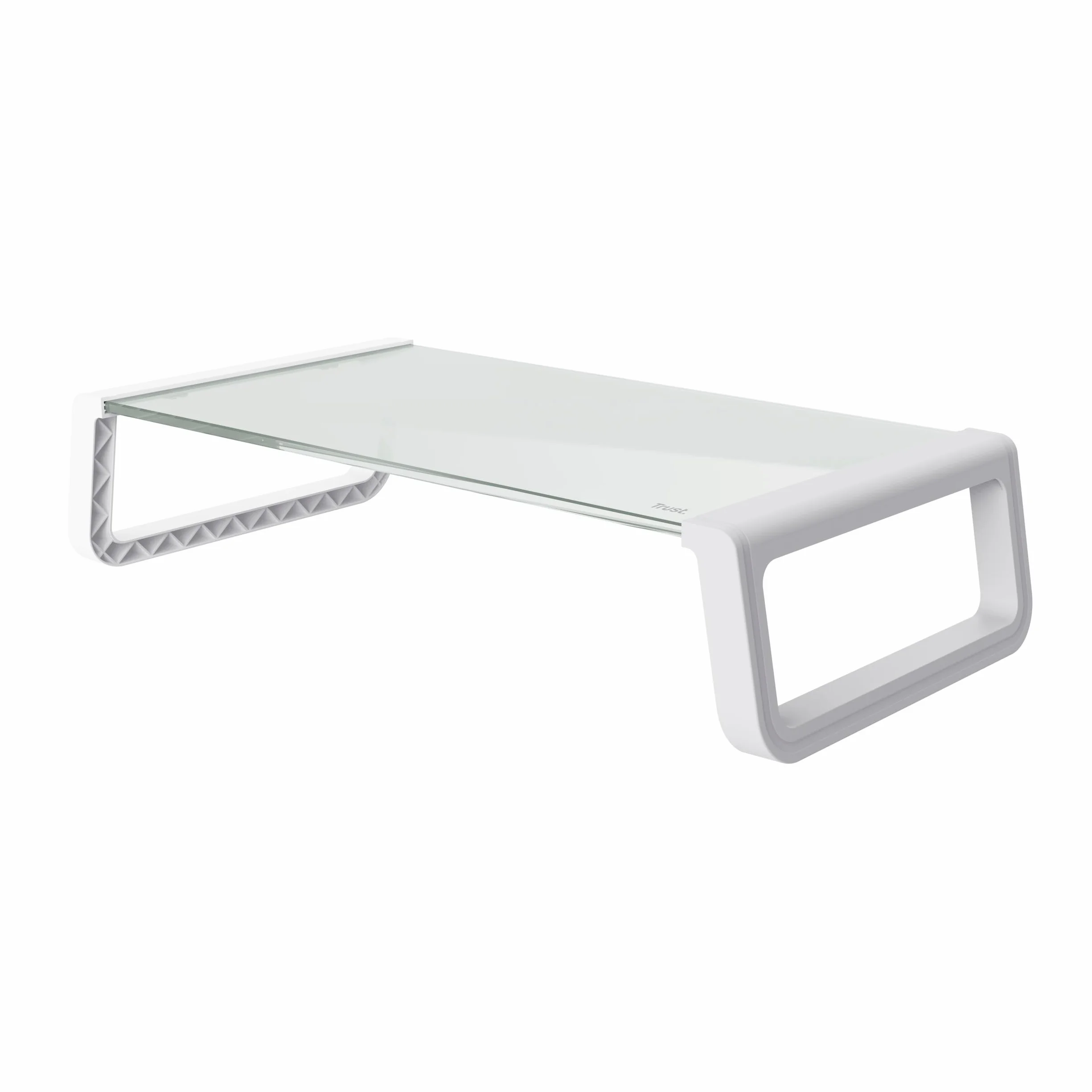 Trust Monta Stojak na monitor, stojak na ekran ze szkła hartowanego, uniwersalny organizer do półek, ergonomiczny, na biurko, do komputera PC, Mac, komputera, notebooka, domowego biura, biały
