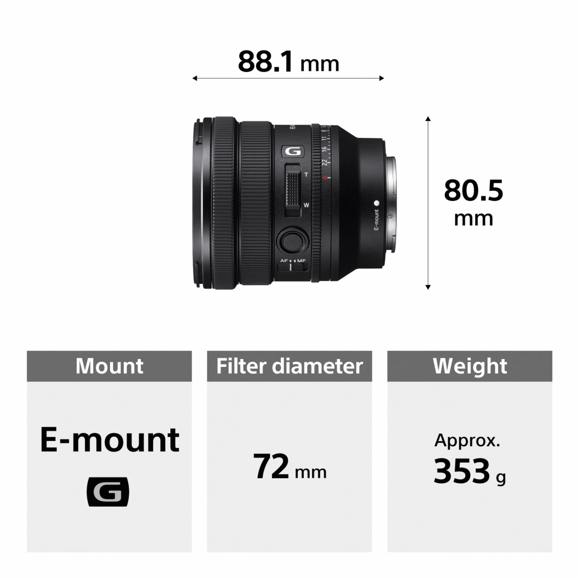 Sony Premium G Series Fe4/Pz SELP1635G.SYX Obiektyw, Czarny, 16-35 mm