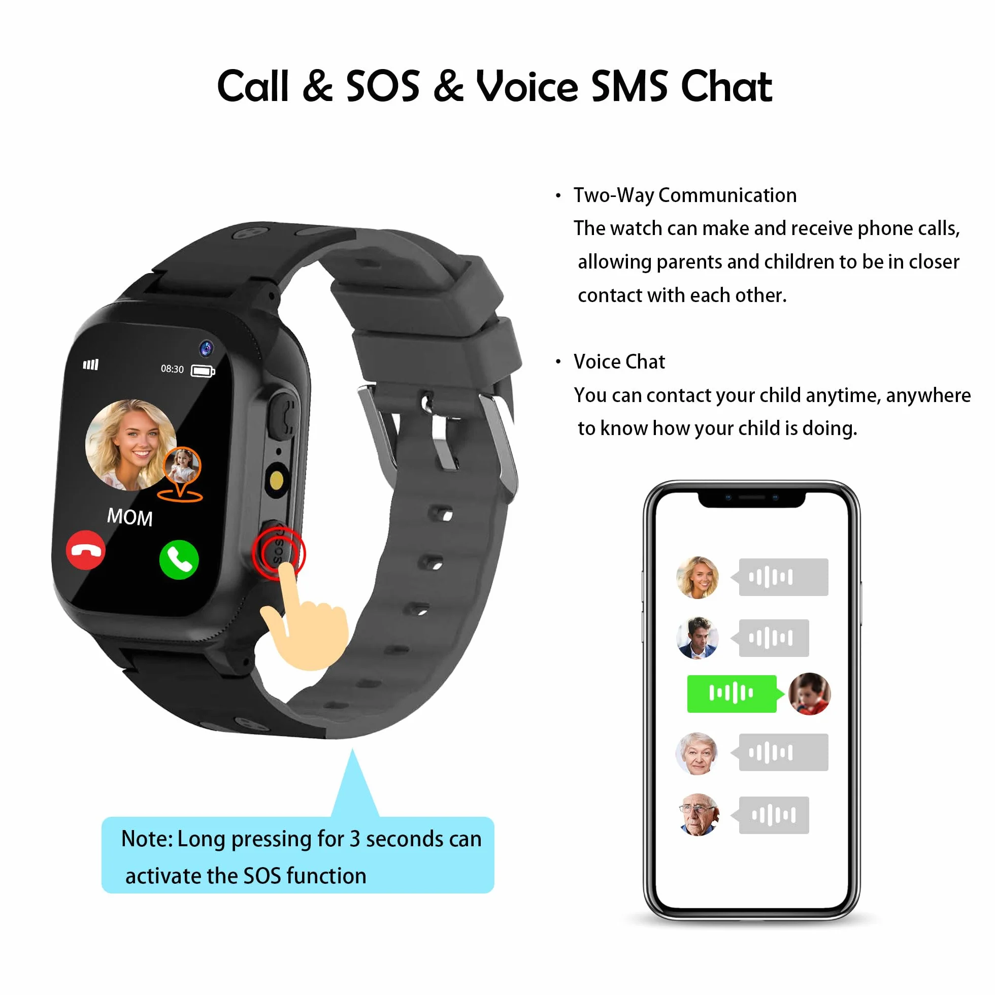 Inteligentny Zegarek dla Dzieci z GPS Latarka Czat Głosowy Telefon | SOS Gry Budzik Model Klasy IP68 Wodoodporny Cyfrowy Smartwatch dla Dzieci Chłopcy Dziewczynki Urodziny Prezenty