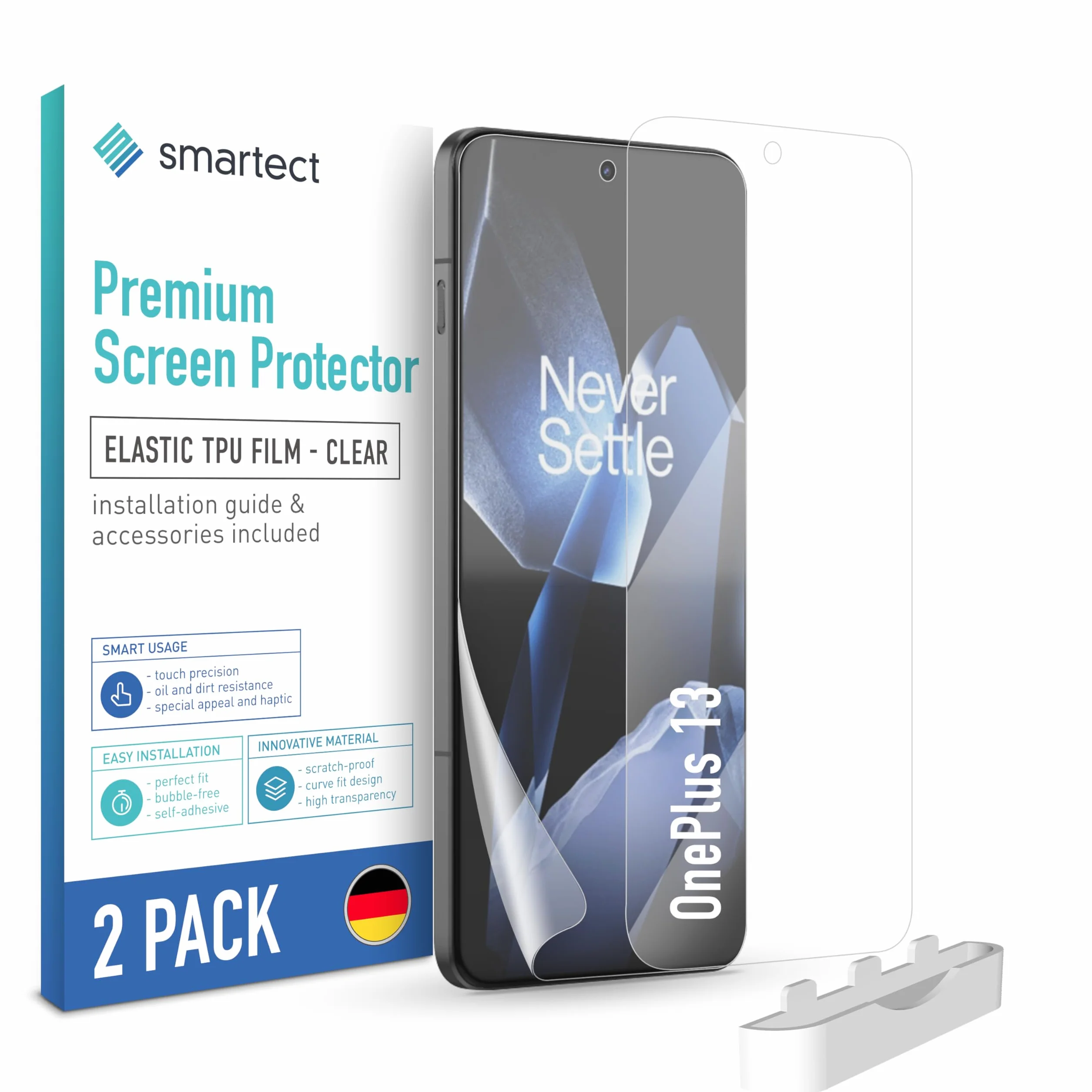 smartect Folia Ochronna TPU [2 Sztuki, Clear] dla OnePlus 13, Zakrywa cały wyświetlacz, Ochraniacz Ekranu bez Pęcherzyków, Bez Odcisków palców