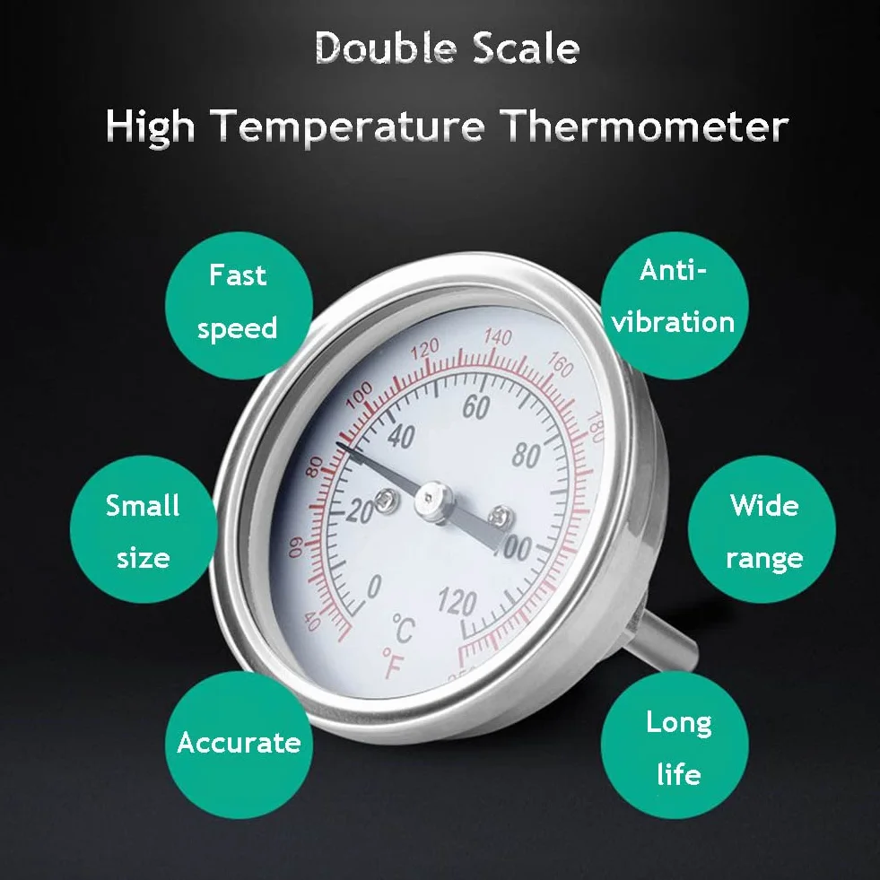 Termometr bimetaliczny, 62 mm 120 â„ƒ wysokotemperaturowy termometr z podwójnÄ… skalÄ… do piekarników, piekarników, grilli, grilla, cyfrowy termometr do miÄ™sa z natychmiastowym odczytem