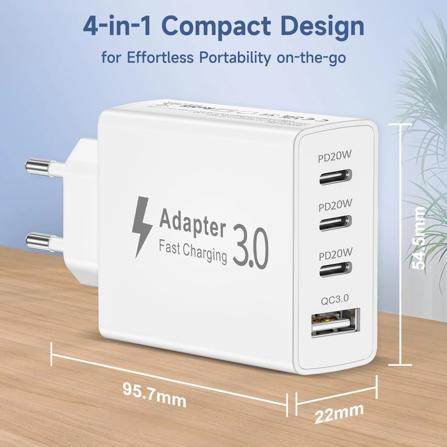 Ładowarka USB-C 50W, 4 porty, szybka ładowarka wieloportowa USB-C, wtyczka ładowania USB C, wtyczki wieloportowej USB,szybka ładowarka do iPhone'a 17 16 15 14 13 12 11 Pro Max, Samsunga Galaxy S25 S24