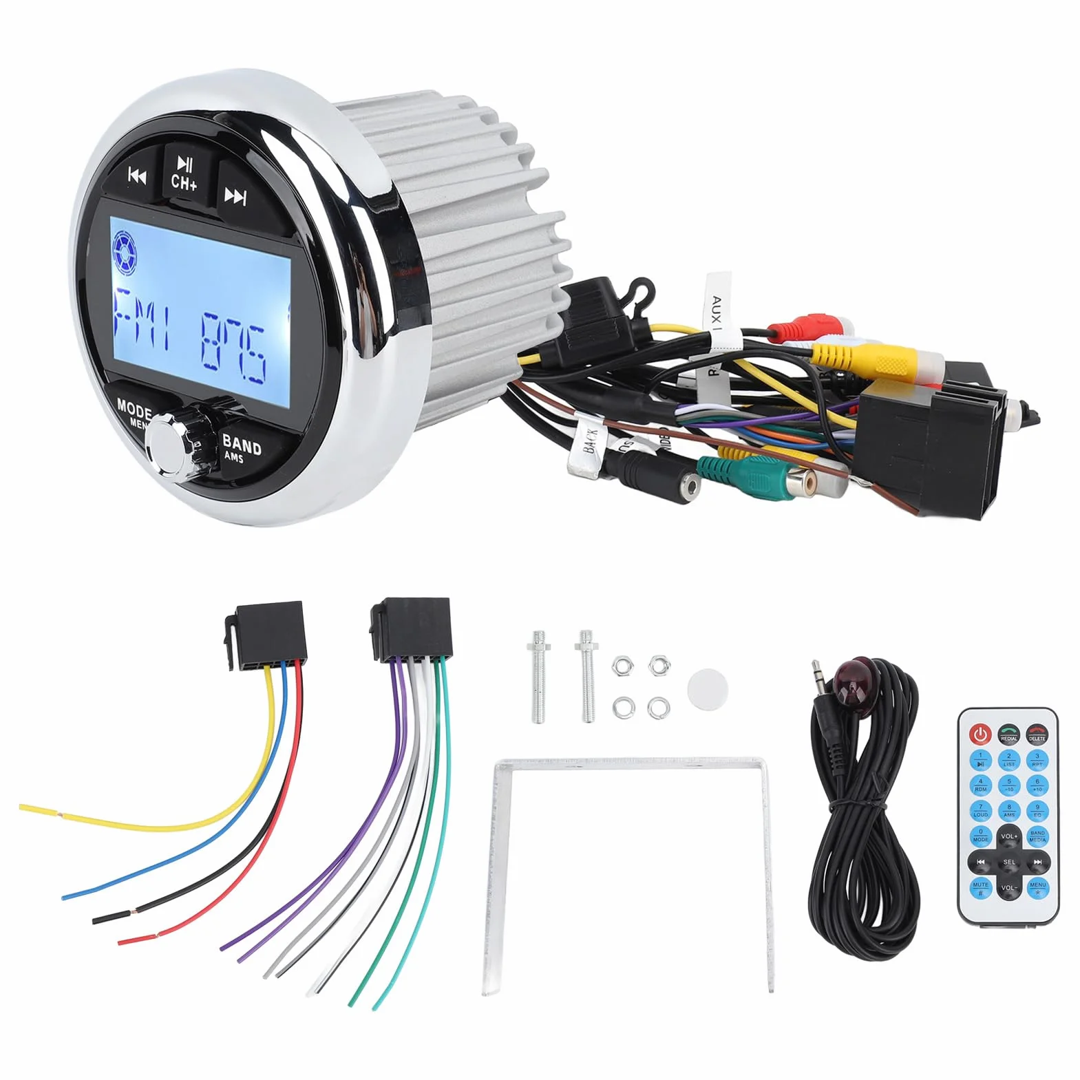 Radio morskie, morskie radio stereo, Bluetooth, 12 V, stop aluminium, pyłoszczelne, wodoodporne, bezstratna muzyka, media cyfrowe, odtwarzacz MP5 do jachtów, kamperów, łodzi