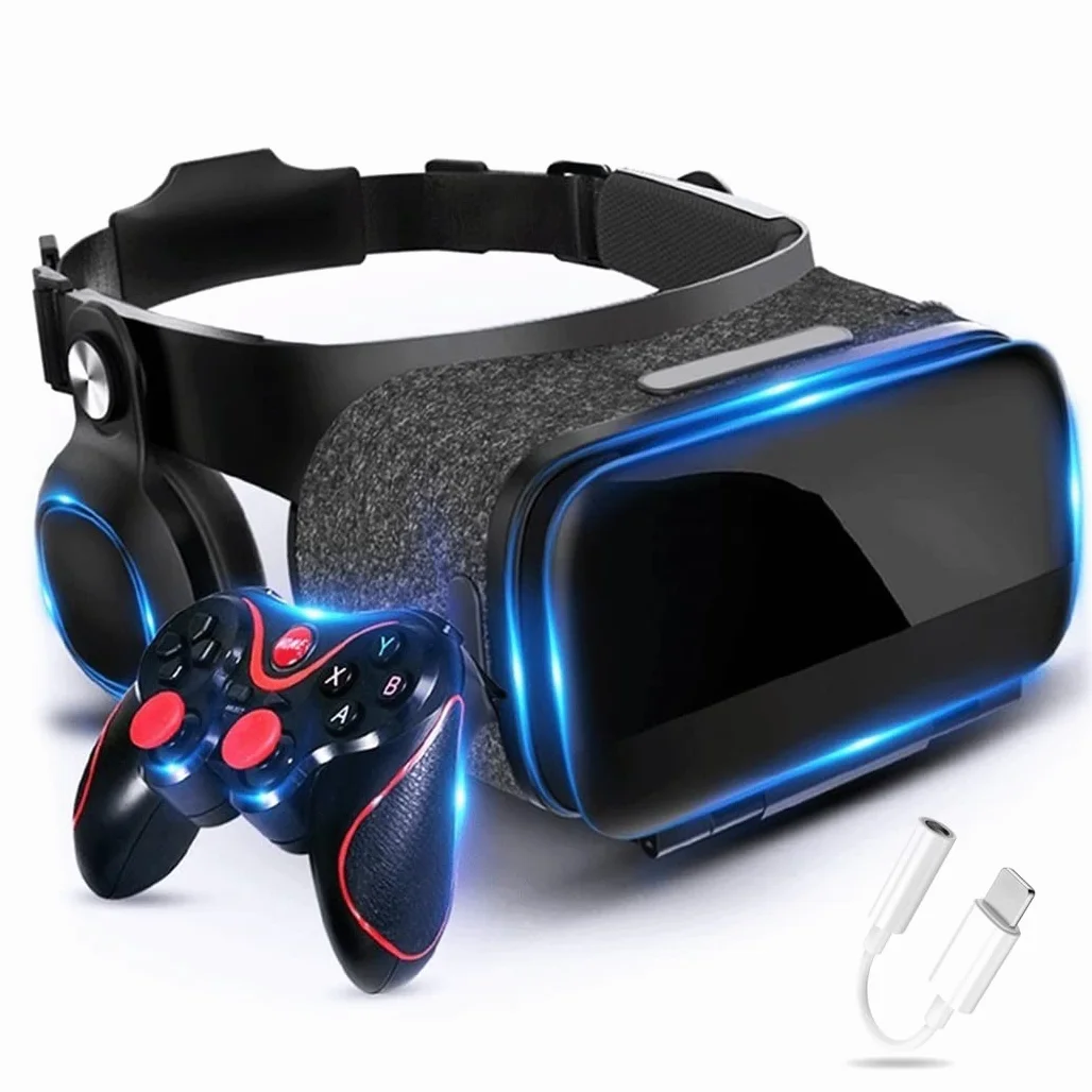 Okulary 3D, Virtual Reality, zestaw słuchawkowy, ochrona oczu, okulary VR do filmów 3D i gier, kontroler Bluetooth do iPhone 13 Pro Max/13 Pro/13/12/11, do Samsung Galaxy S21, Huawei, X. iaomi-Seria nie
